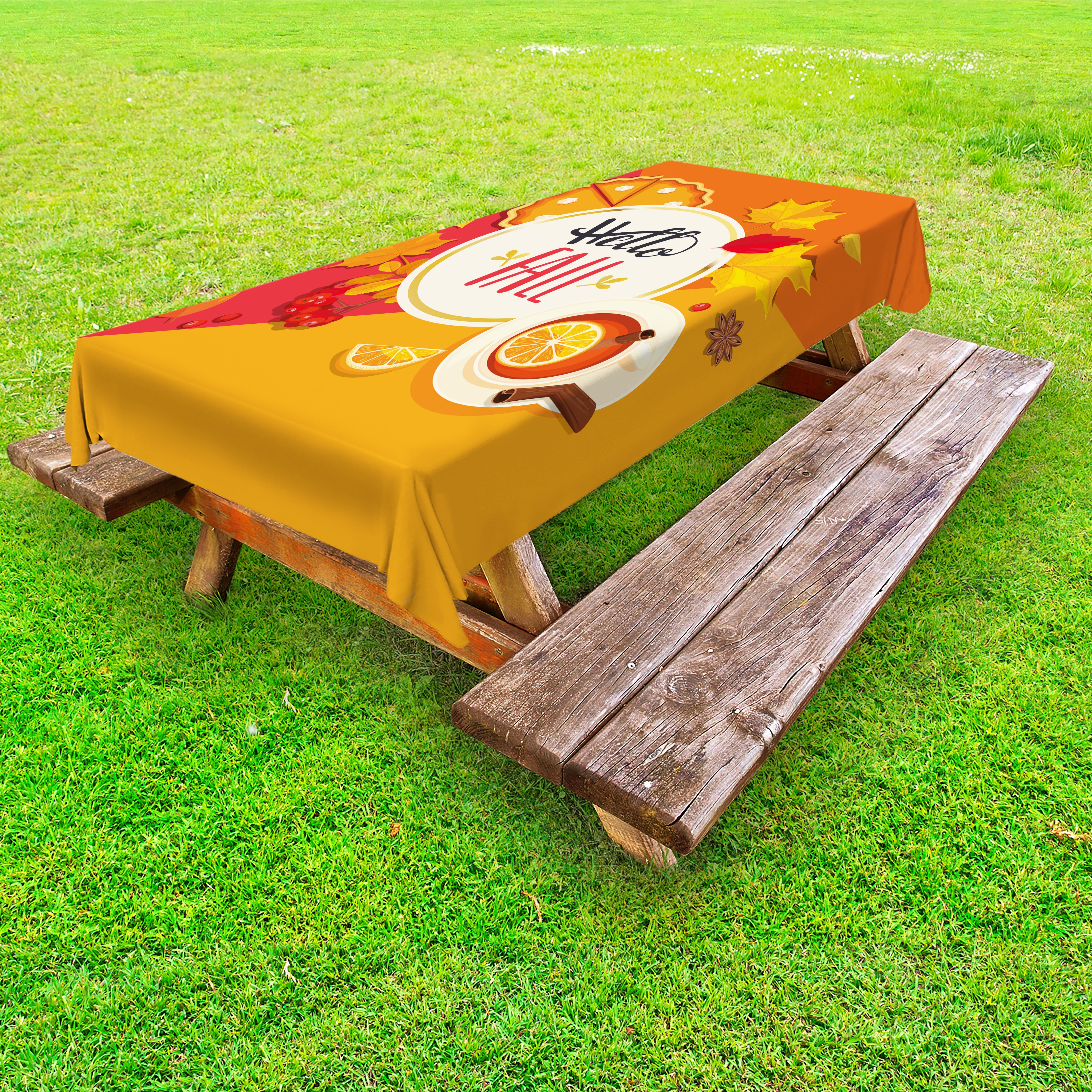 Hallo Herbst Herbst-Motive waschbare Tischdecke Gruß Abakuhaus dekorative Picknick-Tischdecke,