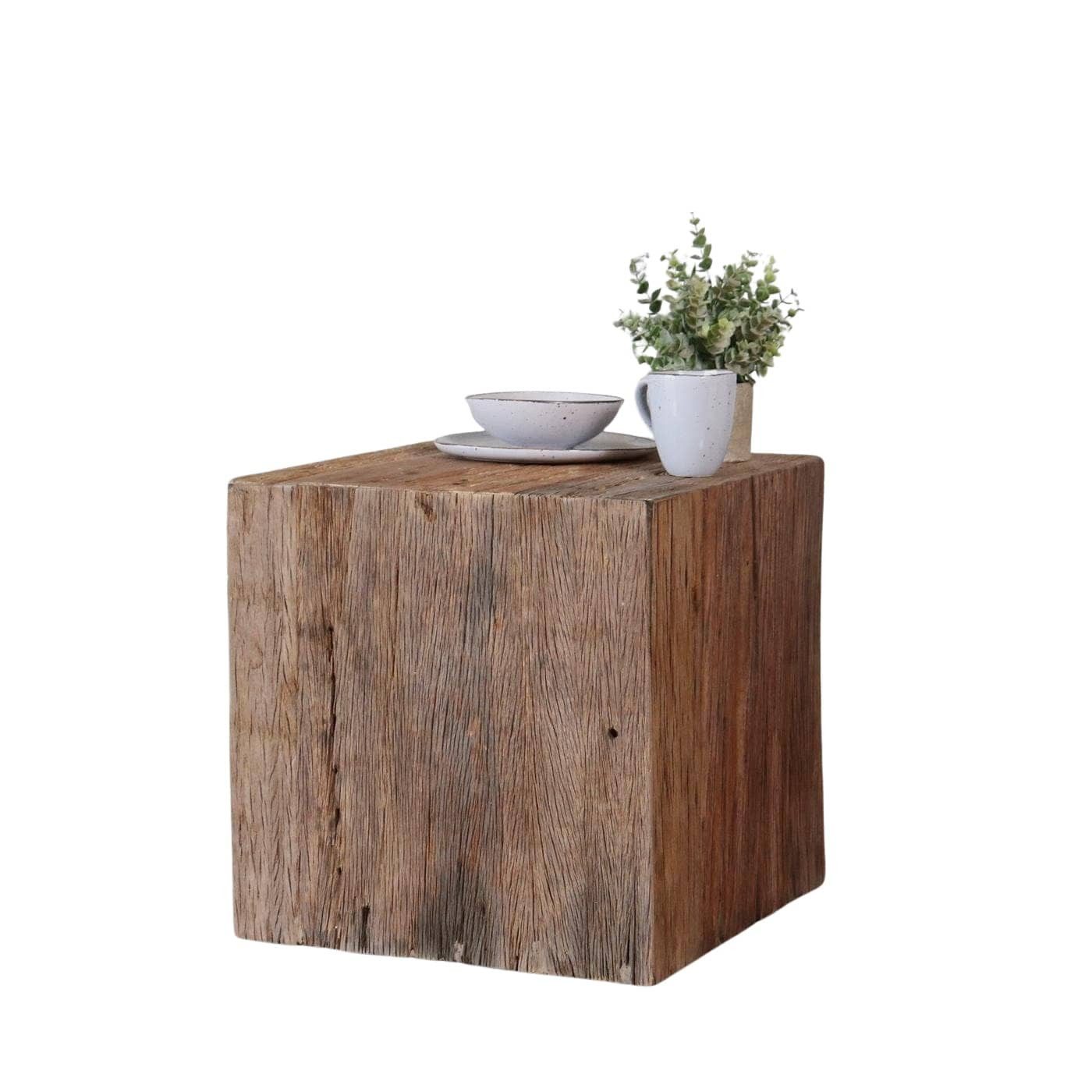 baario Couchtisch Altholz Couchtisch GASCOG, rustikal massiv recyceltes Treibholz 45x45cm