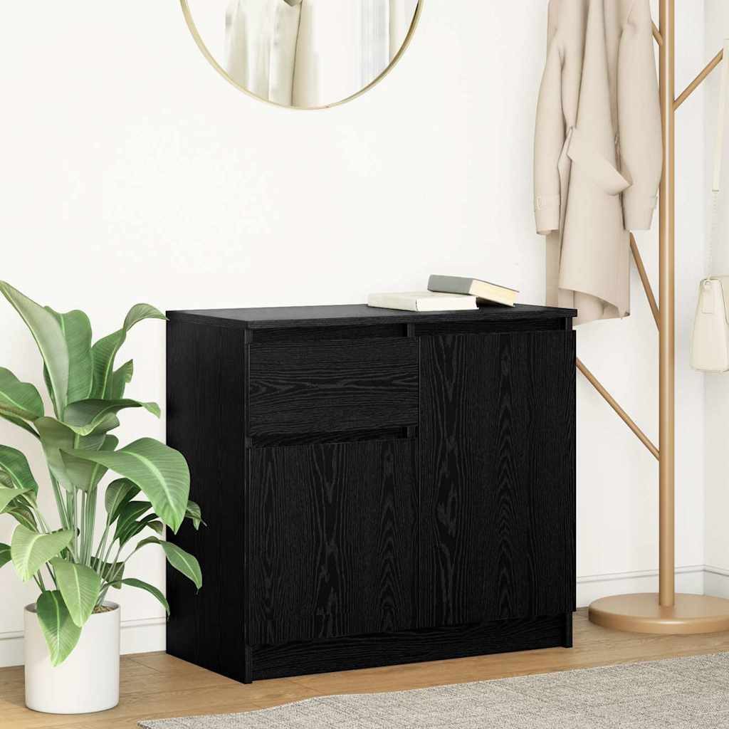vidaXL Sideboard Sideboard mit Schublade Schwarz Eichen-Optik 71x35x65 cm (1 St)