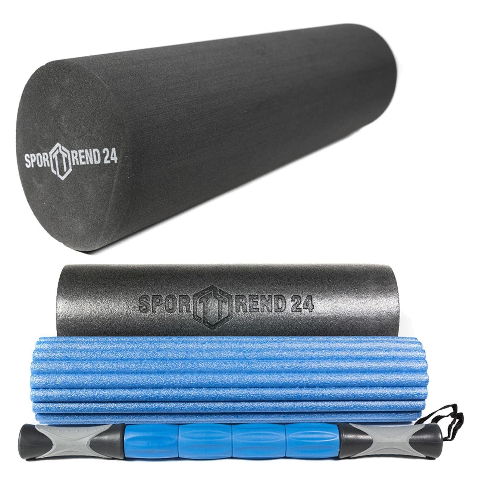 Sporttrend 24 Massagerolle 3 in 1 Faszienrollen Set + Rolle 30cm, Massagerolle Yogarolle Pilatesrolle Schaumstoffrolle Bindegewebsrolle