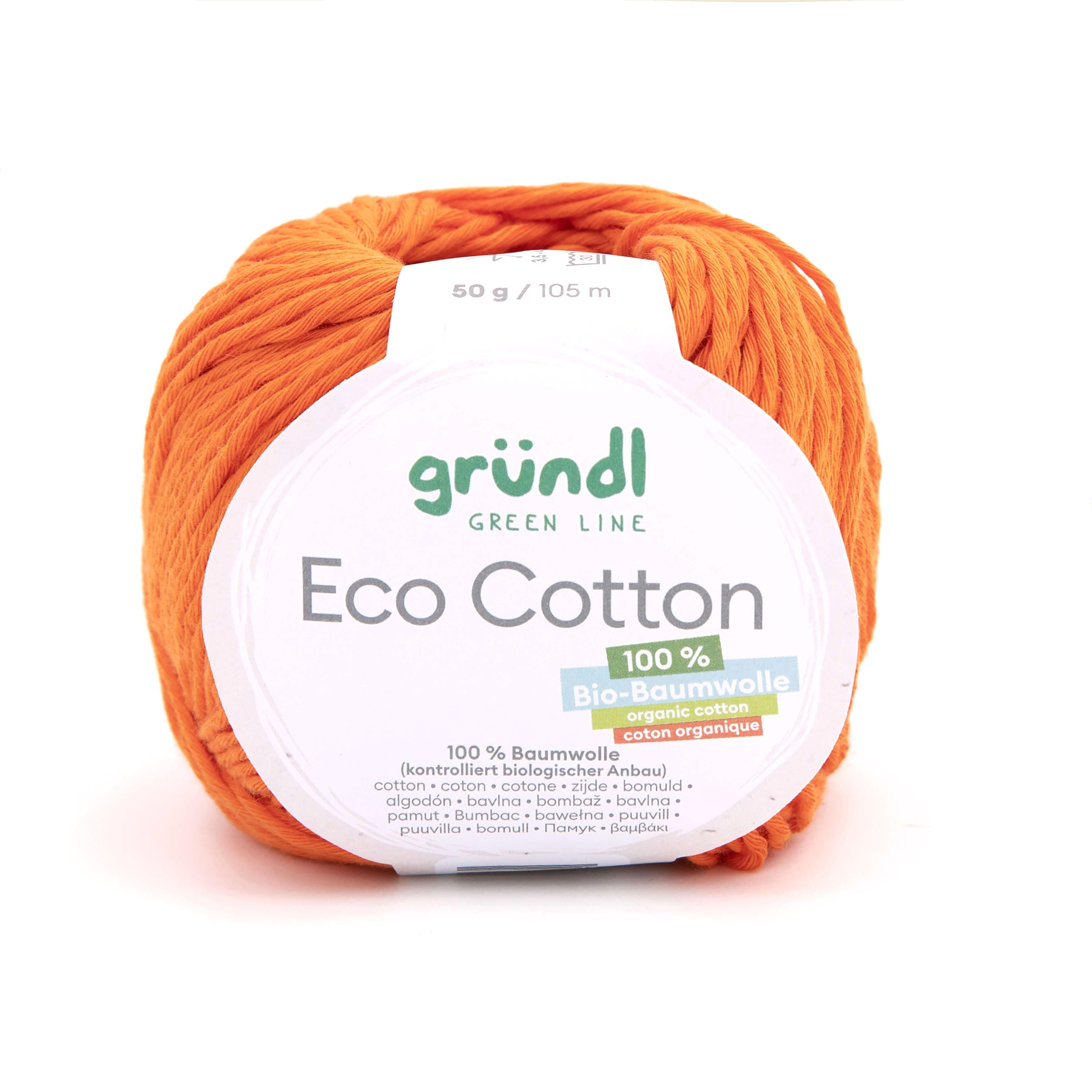 Gründl Wolle Eco Cotton Bio-Baumwolle kbA Baumwollgarn 50g Häkelwolle, 105,00 m (zum stricken und häkeln; mit Häkelanleitung zum download, Strickgarn, Handstrickgarn für Nadelstärke 3,5 - 4,5 mm), organic cotton