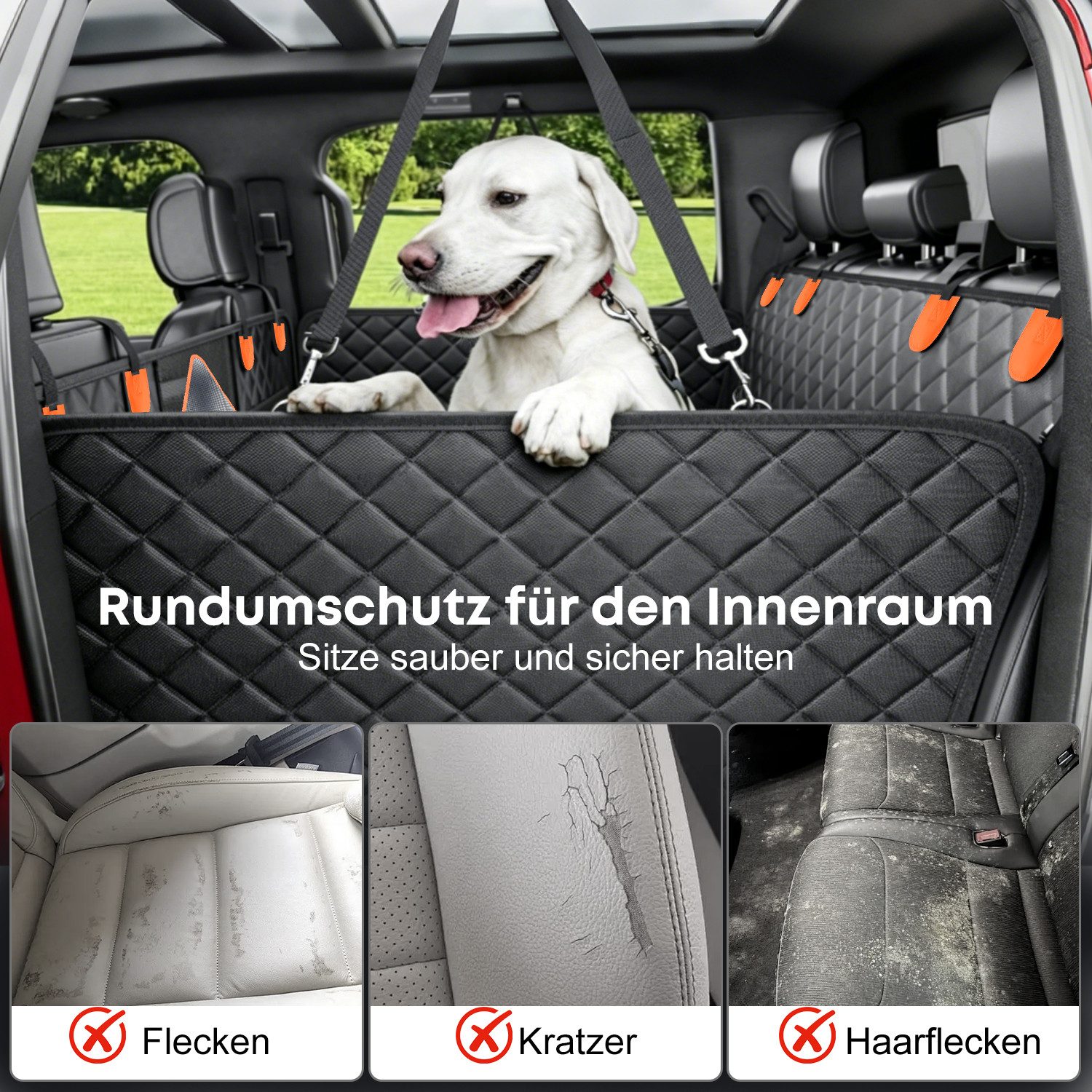 CkeyiN Pro Tierdecke Hundedecke Auto Rückbank,Hundematte Auto,Hundesitzbezug, Verbreitert,Wasserdicht/rutschfest/Rasierfest/Einklappen, Tragkraft bis 180 kg,mit – Bild 4 von 5
