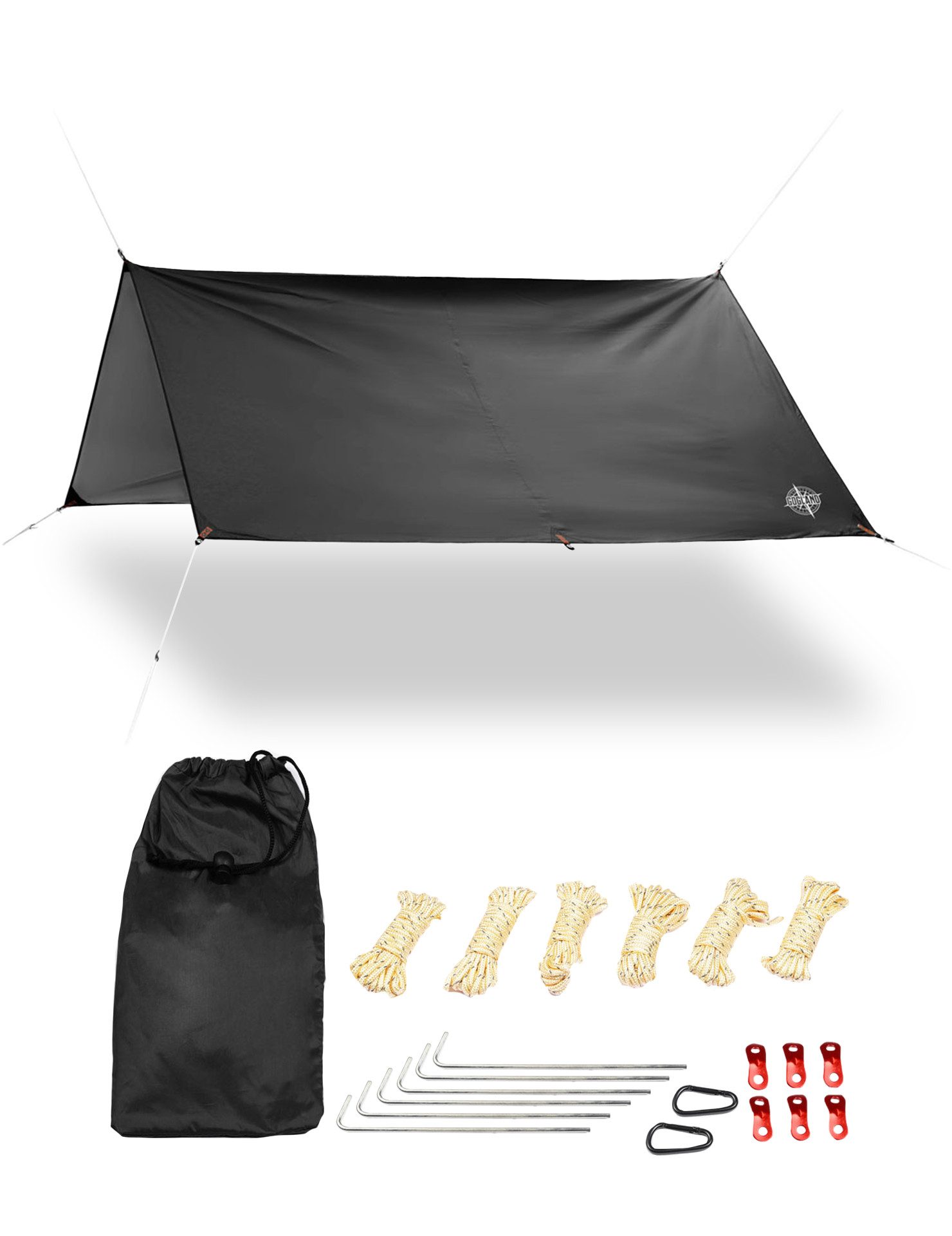 GOGLAND Tarp-Zelt Outdoor UV-Schutz Tarp Zeltplane 300 x 290 cm, wasserabweisend