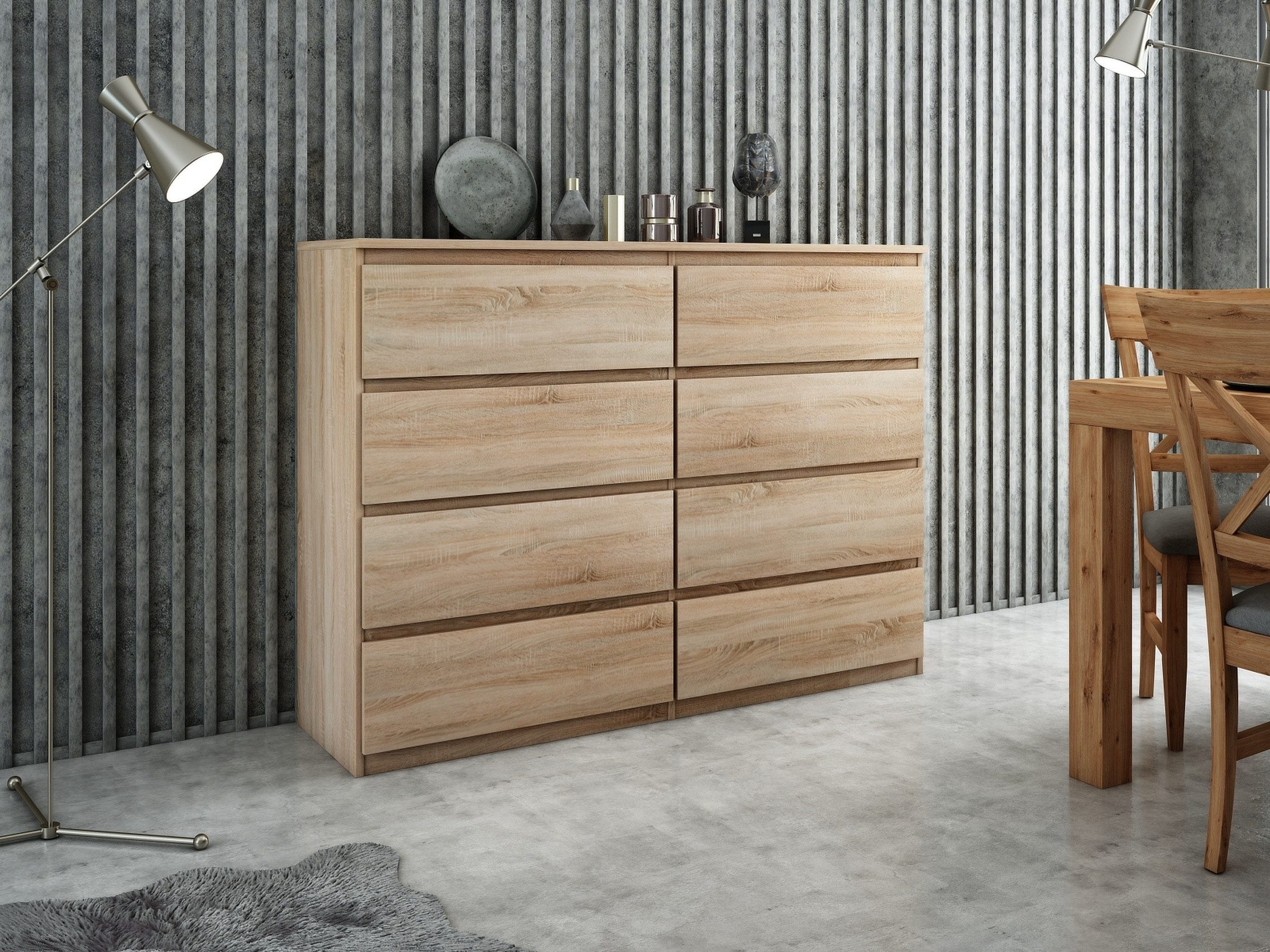Raumhirsch Furniture Kommode, Sideboard, Kommode für das Schlafzimmer - Wohnzimmer (Maße: 100 × 39 × 101,5 cm, 8 Schubladen, Rollenschienen), viele Farbvarianten - Hochwertig & stabil