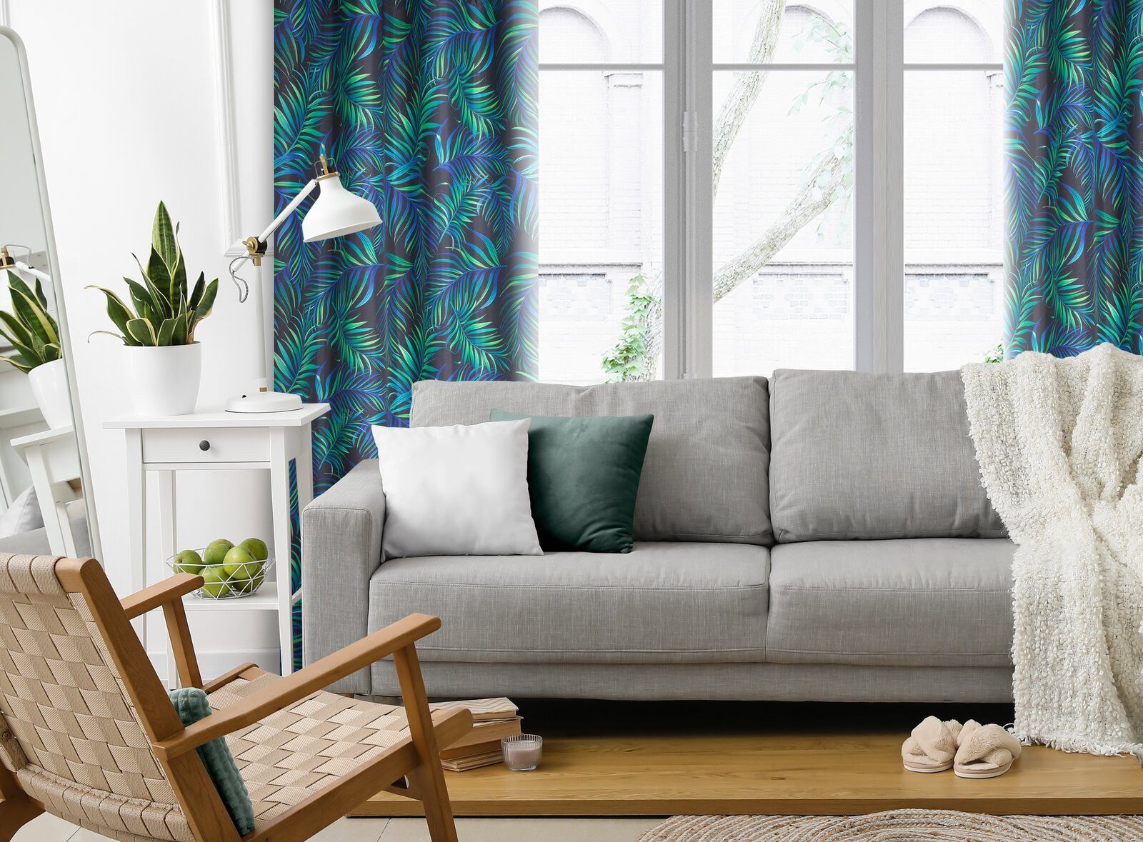 Design91 Vorhang Vorhänge mit Dschungel Muster günstig online kaufen
