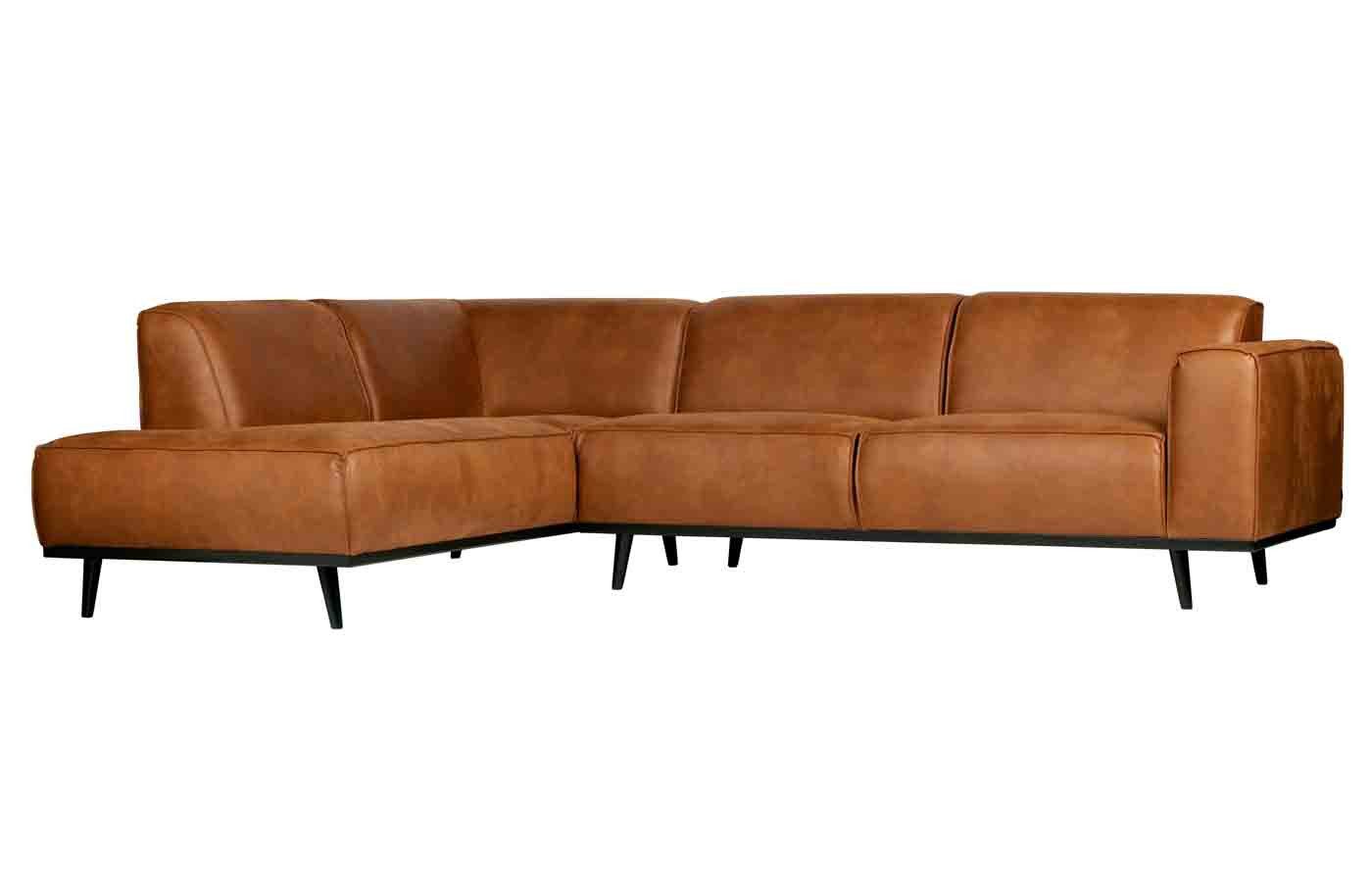 WOOOD Ecksofa Statement Lederoptik, links Cognac