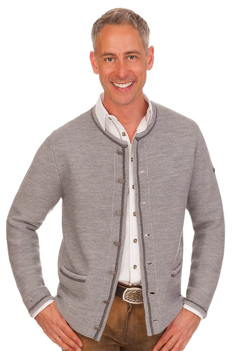 Spieth & Wensky Trachtenstrickjacke Trachten Strickjacke Herren - HELMUT - hellgrau