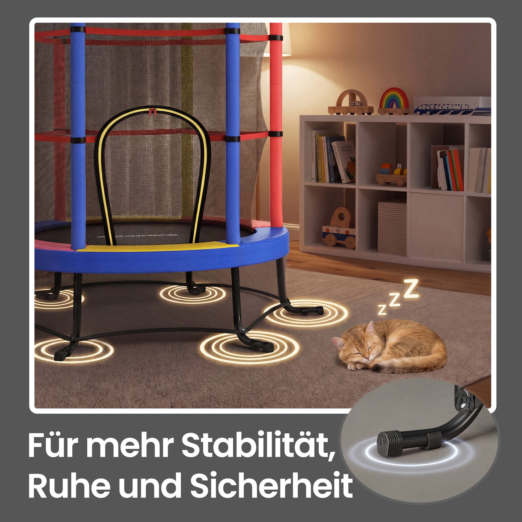 SONGMICS Kindertrampolin 174 cm Kindertrampolin mit Sicherheitsnetz, Randabdeckung, Stahlrahmen, Mini-Trampolin Fitness, Gartentrampolin, für indoor und outdoor – Bild 5 von 5
