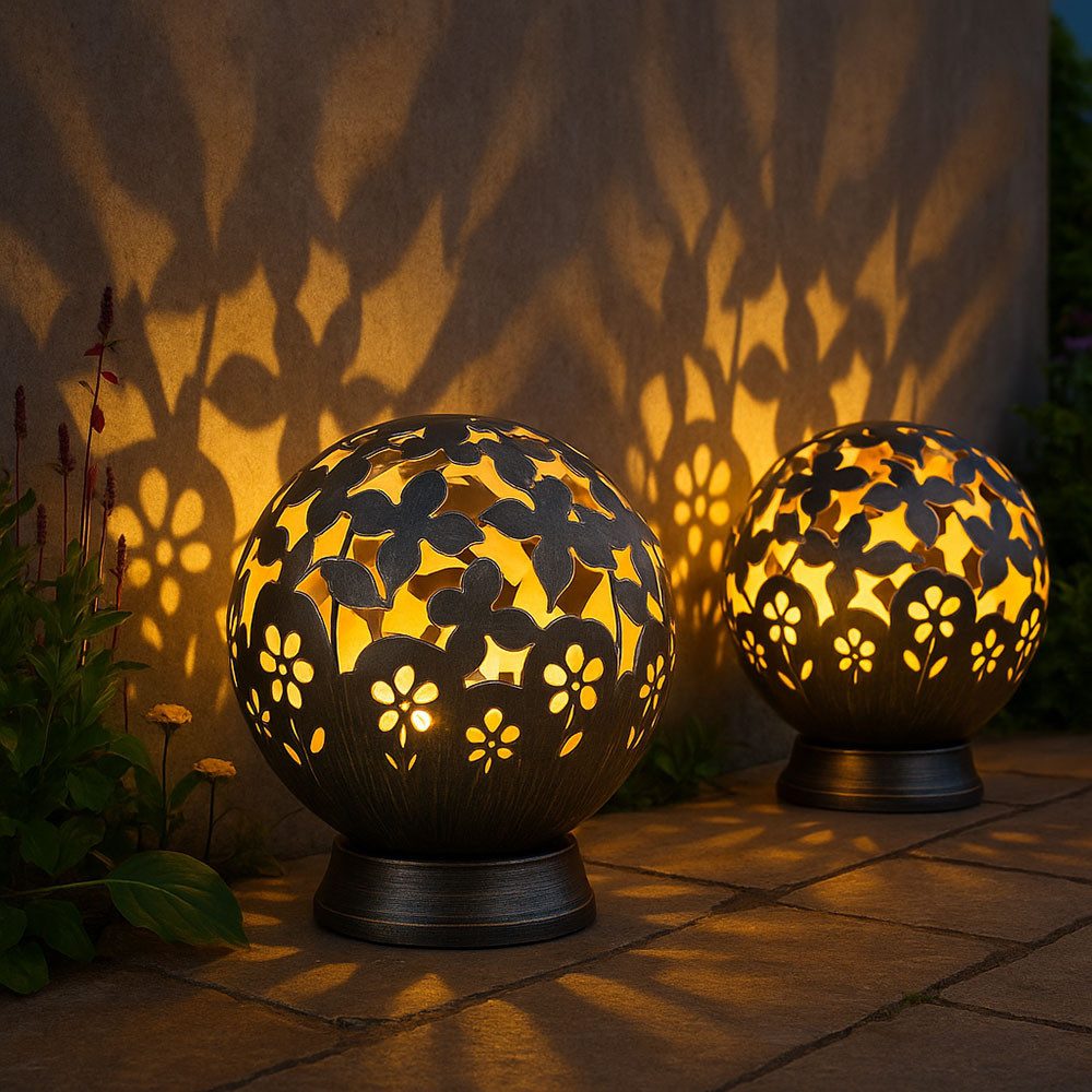 NOWA LED Solarleuchte, LED-Leuchtmittel fest verbaut, Solarlampen für Außen Balkon Deko Gartendeko Metall Solarleuchte