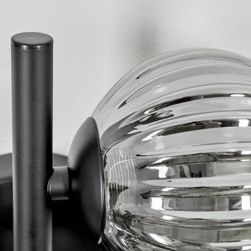 hofstein Wandleuchte Wandlampe aus Metall/Riffelglas in Schwarz/Rauchfarben, ohne Leuchtmittel, mit Glasschirmen (10 cm) u. An/-Auschalter, 2x G9, ohne Leuchtmittel