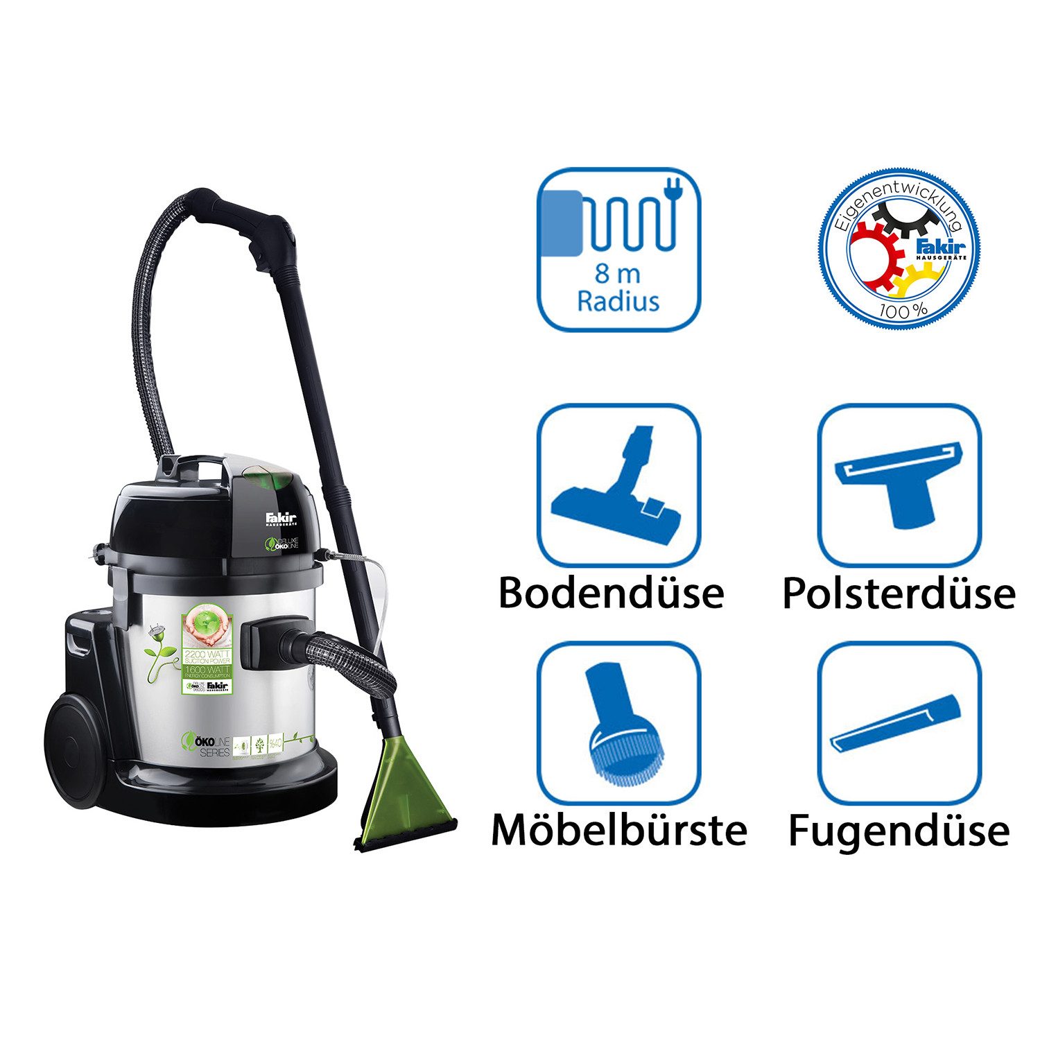 FAKIR Wasch-Sauger FAKIR Kessel-Waschsauger premium SR 9800 S, 1600 W