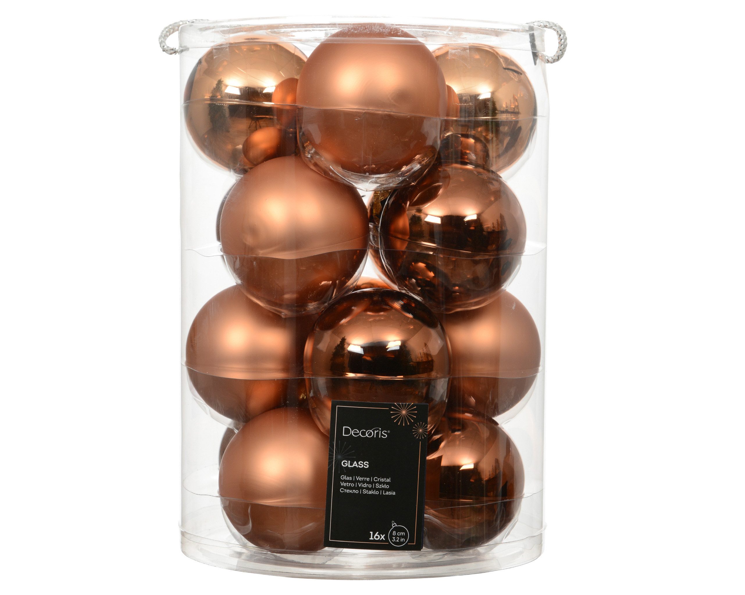 Kaemingk Weihnachtsbaumkugel, Weihnachtskugeln Glas 8cm 16 Stück - Braun Mix