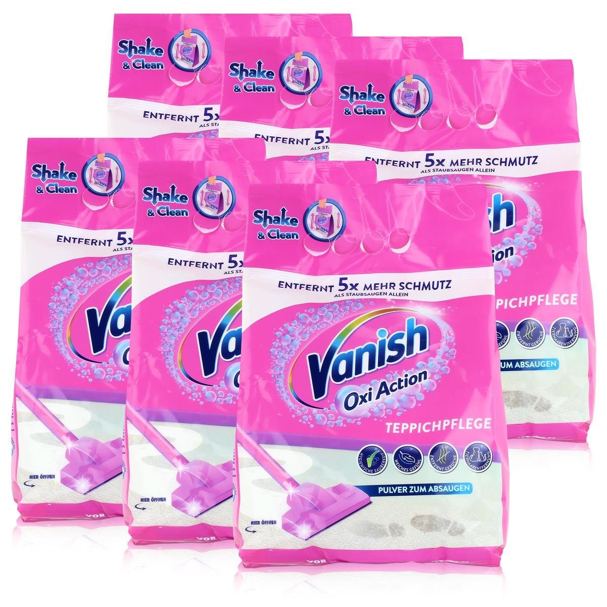 VANISH Vanish Oxi Action Teppichpflege 820g Pulver zum Absaugen (6er Pack)  Teppichreiniger