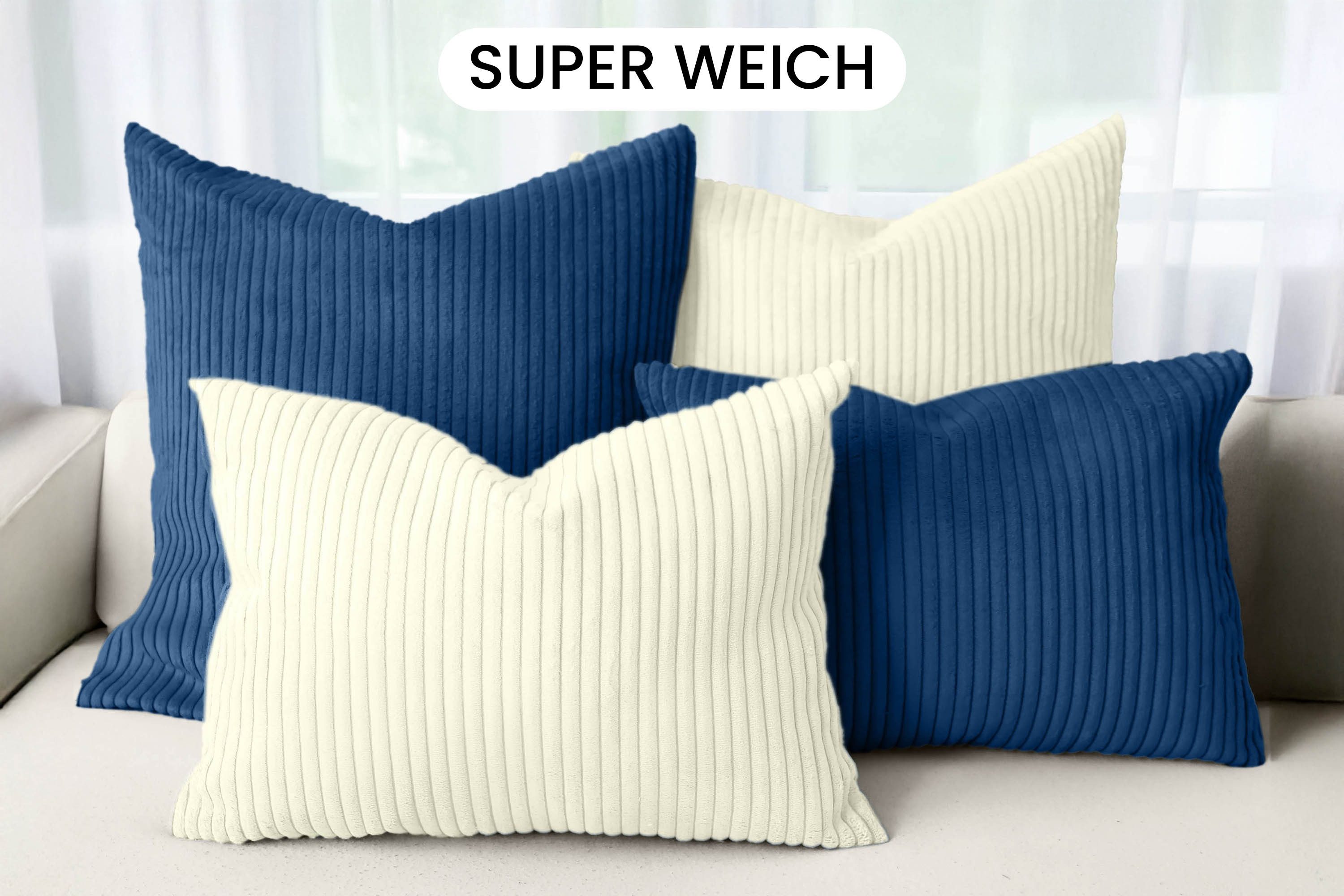 Amilian Dekokissen - Kissen Set 4er - Sofakissen mit Füllung 2x 50x50 + 2x 35x45cm, (4 Stück) Kuschelkissen - Zierkissen mit Kissenfüllung - Couchkissen