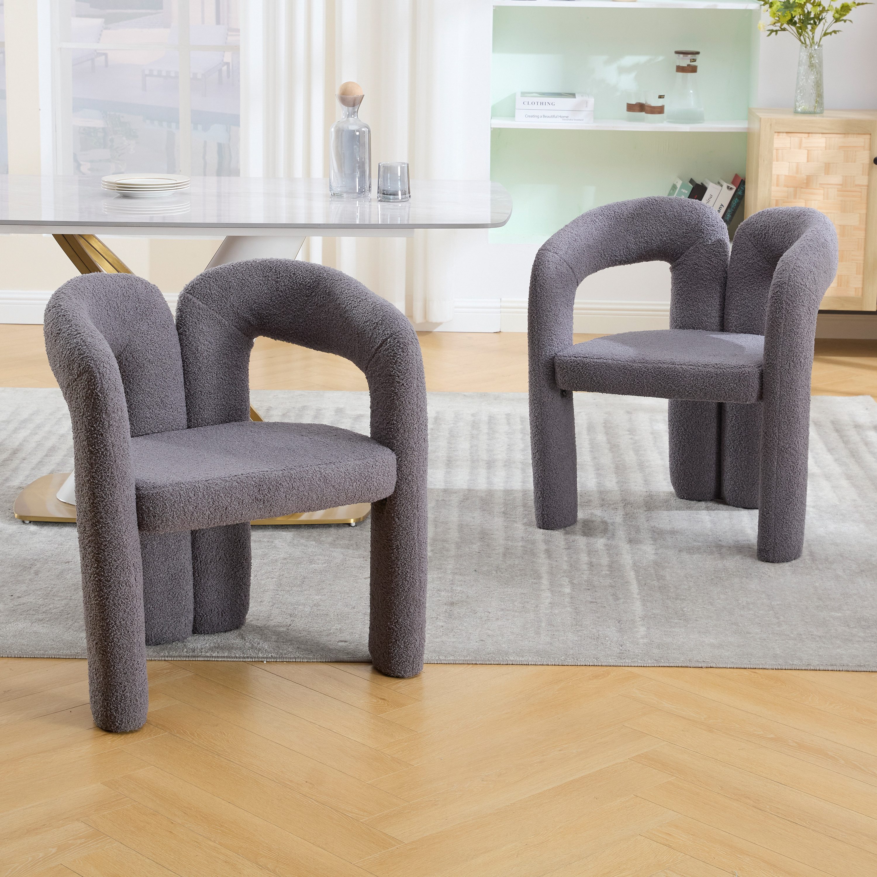 STILVORA Esszimmerstuhl Sessel mit Teddy-Flor&Rückenunterstützung,Esszimmer günstig online kaufen