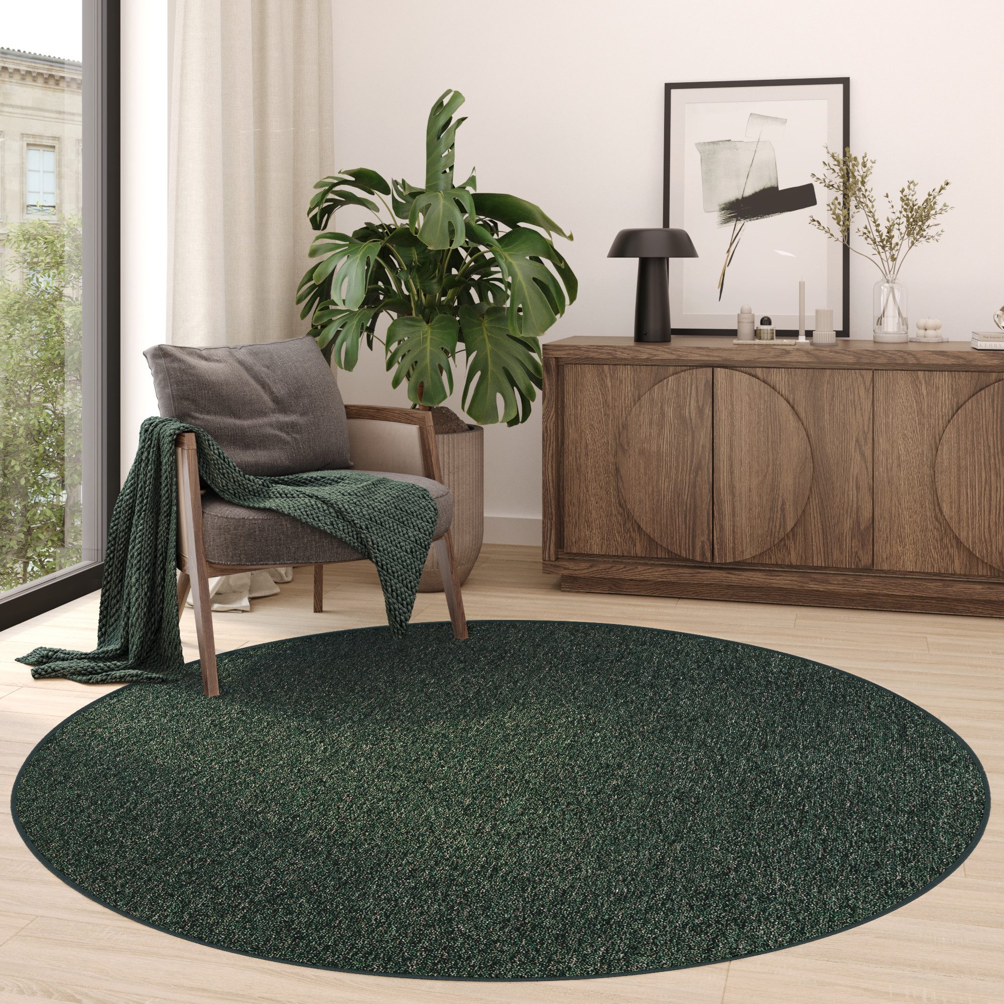 Tapiso Teppich NIZZA, rund, Höhe: 6 mm, Wohnzimmer, Schafzimmer, Einfarbig