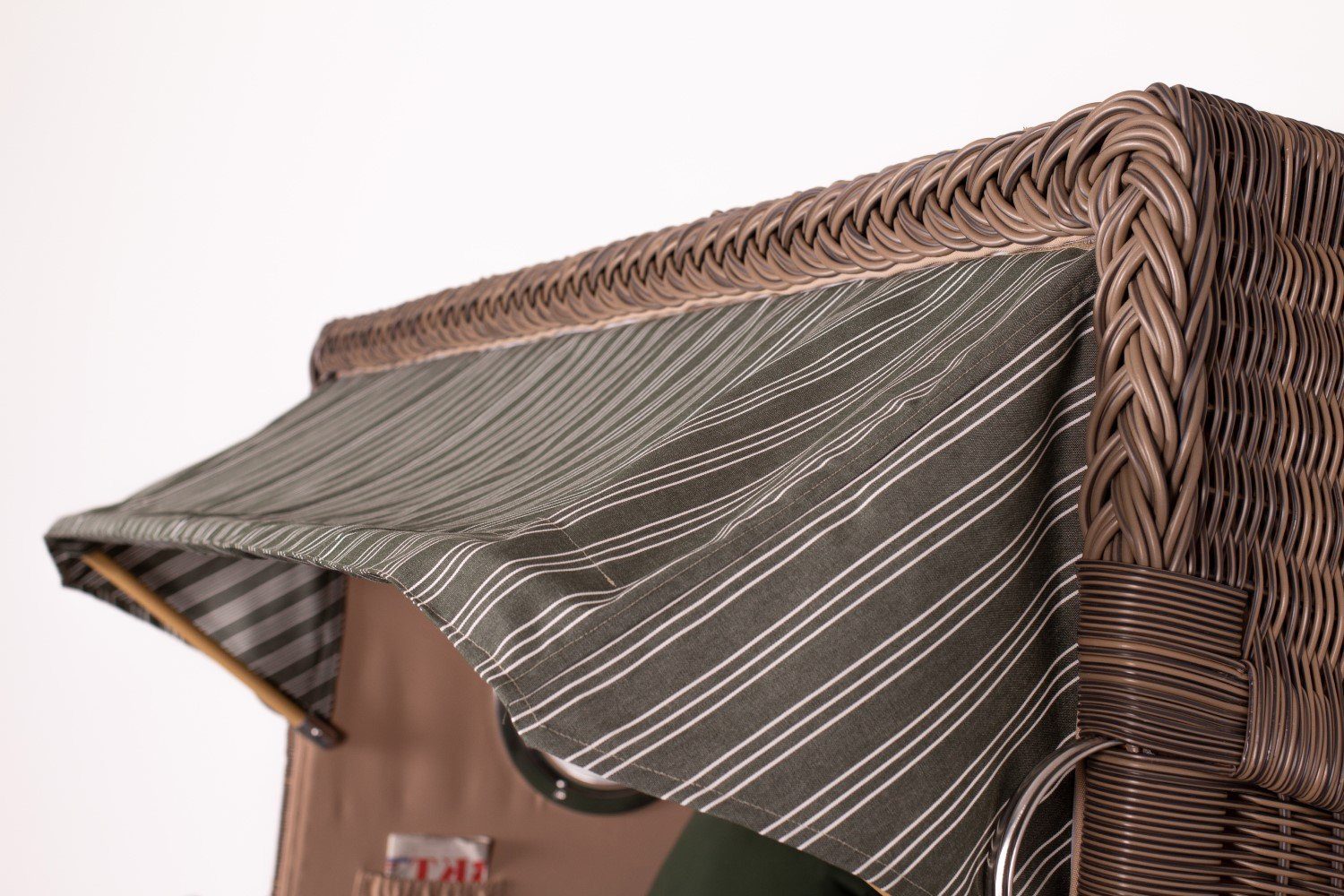 bene living Strandkorb Ammersee 3-Sitzer Teak - PE grau - Modell 504, BxTxH: 170x95x170 cm, Volllieger ca. 175 Grad, Ostsee-Strandkorb Komplettset, inkl. Liftersystem und Bullaugen