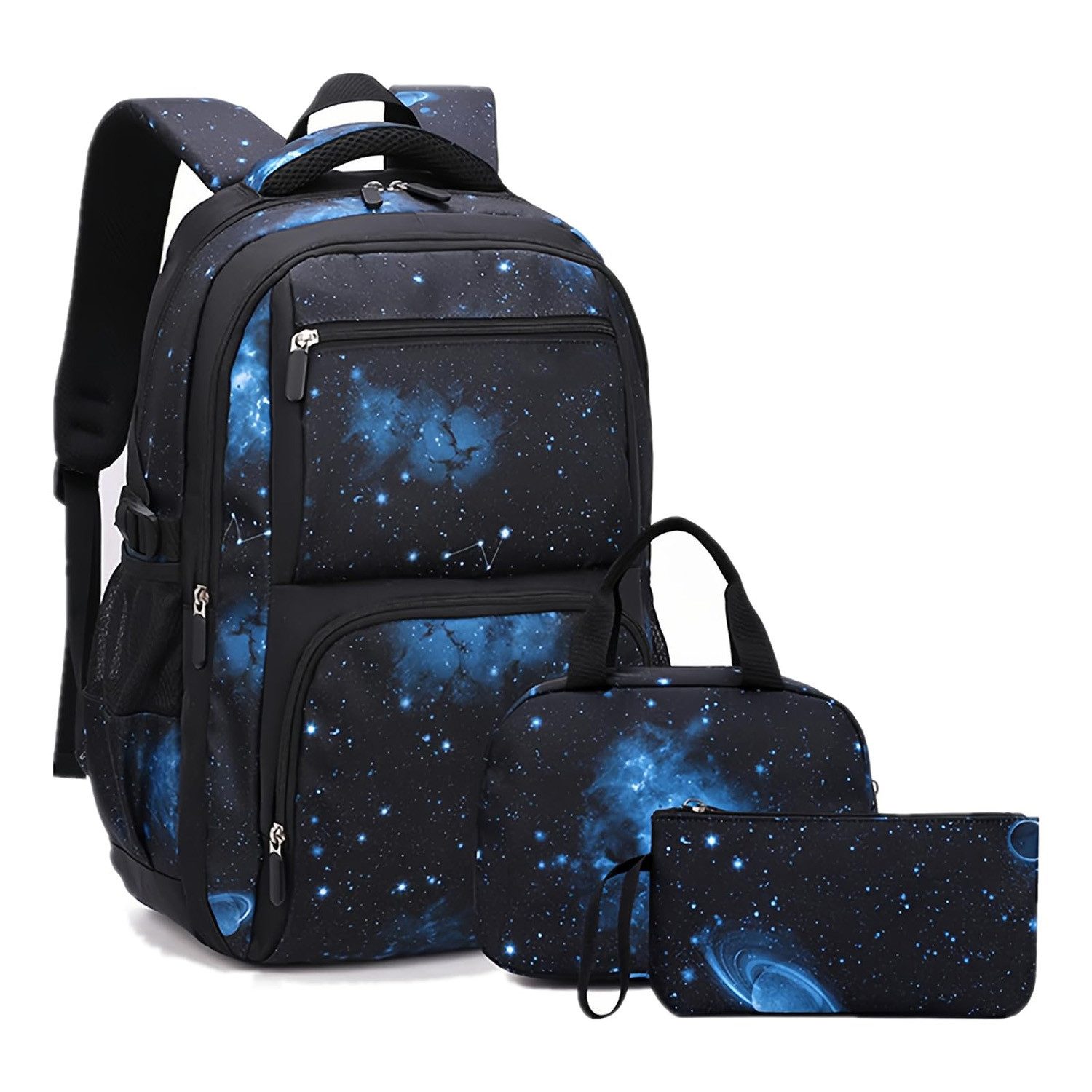 MOPUEA Schulrucksack Schulrucksack-Set 3 Stk. Schultasche Teenager Turnbeutel Rucksack (Set, 1-tlg., Atmungsaktivität & Rückenschutz für gesundes Tragen), Praktisches Fächersystem für Ordnung & Übersicht