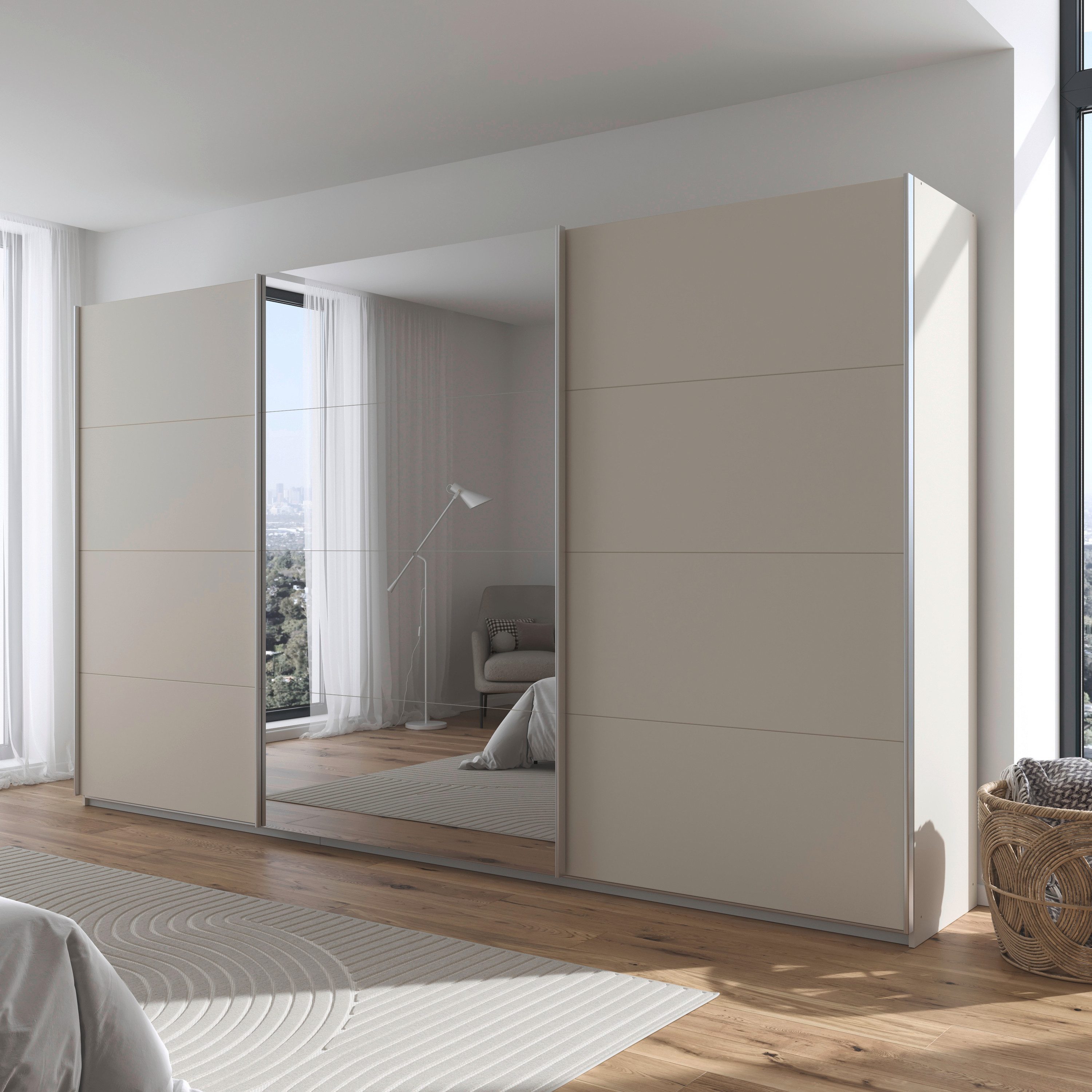 OTTO home Schwebetürenschrank Kleiderschrank Schrank Schlafzimmerschrank Garderobe AGORDO (Breiten 203/271/315/360 cm in drei Griff-Farben - NEU: Farbe SCHWARZ) Top Innenausstattung, in 4 Breiten und 2 Höhen MADE IN GERMANY