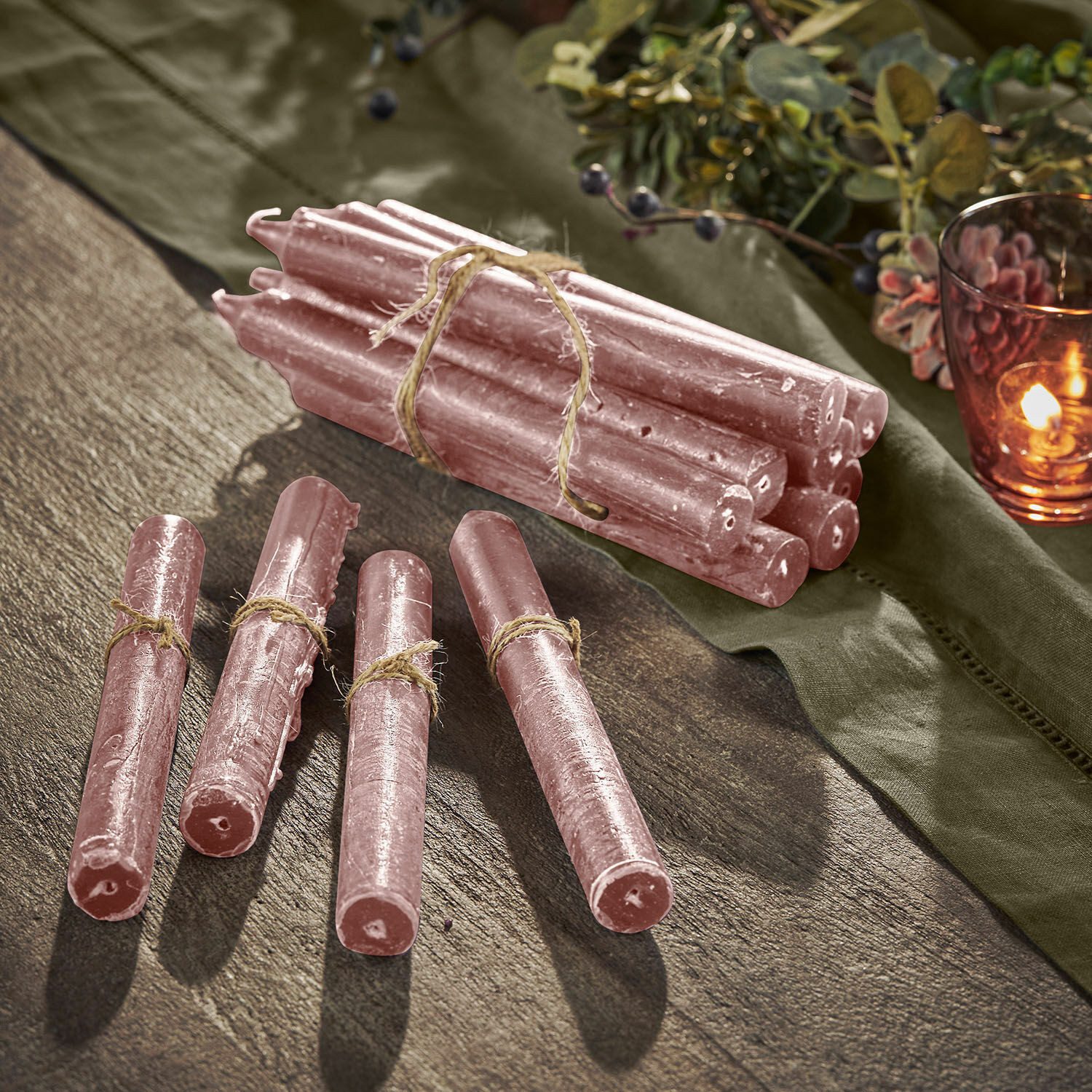 Mirabeau Stumpenkerze Kerze 12er Set Bauceau rosa (12er Set, 12er Set), none