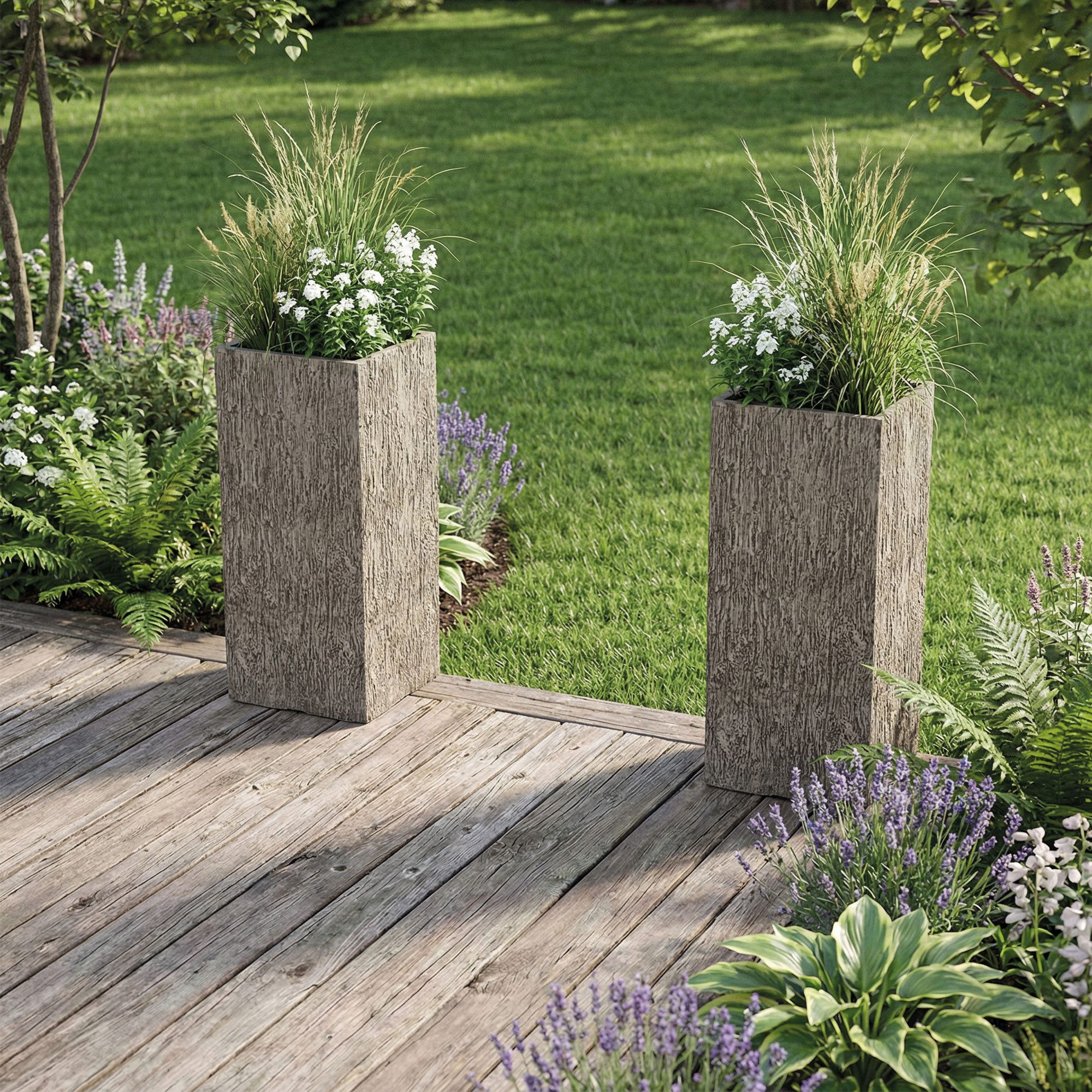 Pflanzwerk® Pflanzkübel Pflanzkübel TOWER - (Wood Grau) - 60cm x 28cm x 28cm