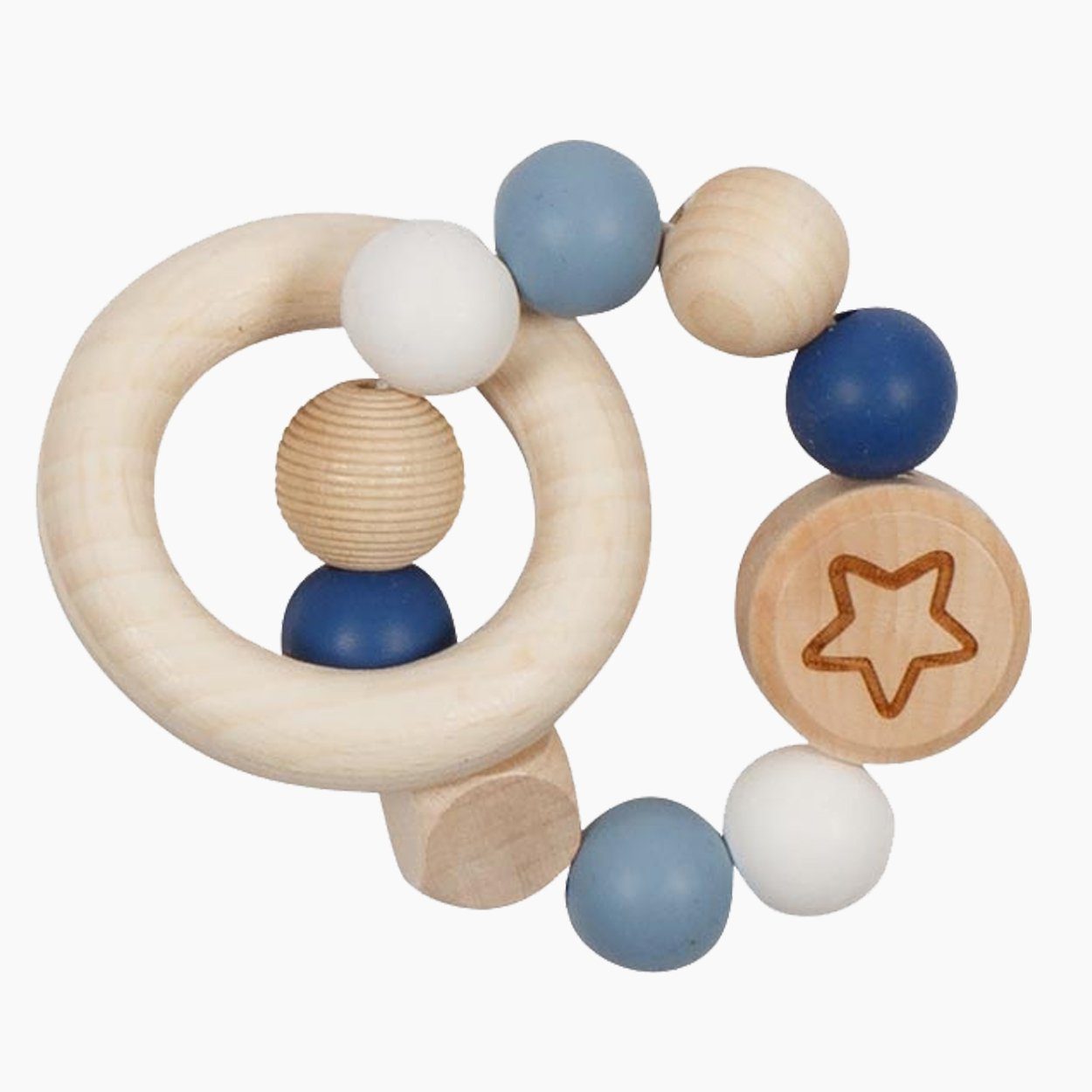 goki Greifspielzeug Greifling Elastik Stern Goki Blau, enthält hochwertige Silikonperlen