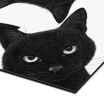 Posterlounge Alu-Dibond-Druck Valeriya Korenkova, Drei schwarze Katzen im Kreis, Kinderzimmer Illustration