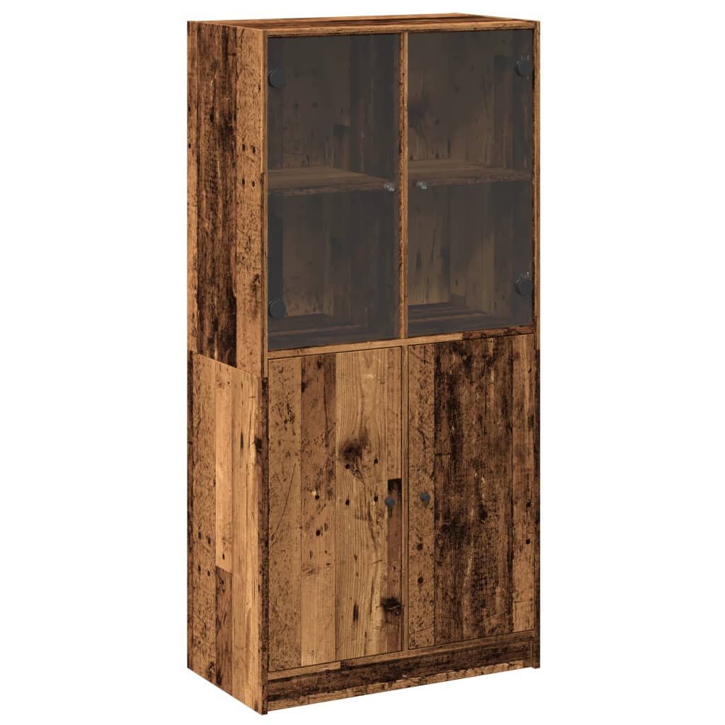 vidaXL Highboard Highboard mit Türen Altholz-Optik 68x37x142 cm Holzwerkstoff (1 St)