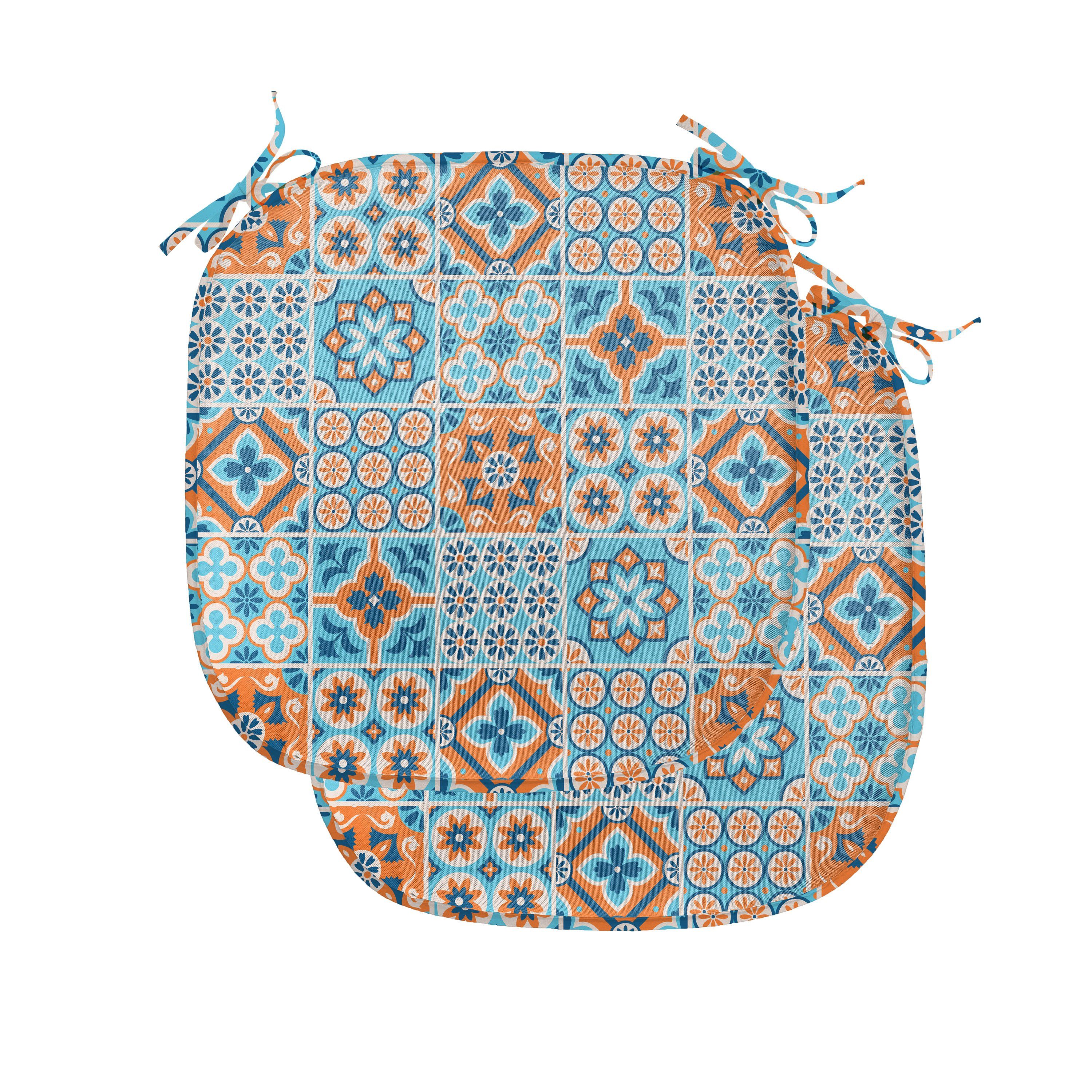Abakuhaus Stuhlkissen Dekoratives wasserfestes Kissen mit Riemen für Küchensitze, marokkanisch Ornament