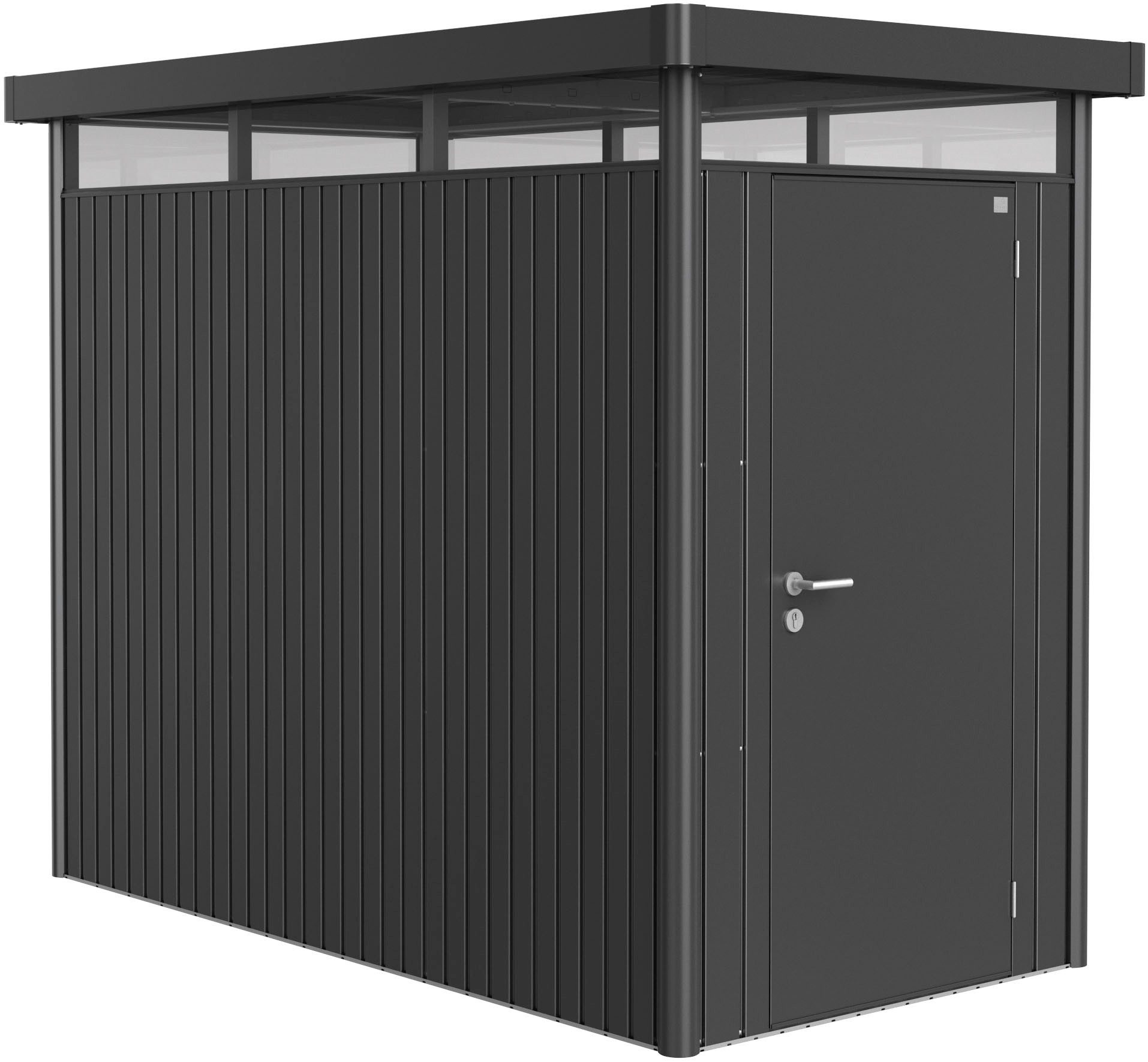 Biohort Gerätehaus HIGHLINE Gr. HS, verschiedene Farben, BxT: 155x275 cm, stylisches Metall-Gartenhaus mit Flachdach