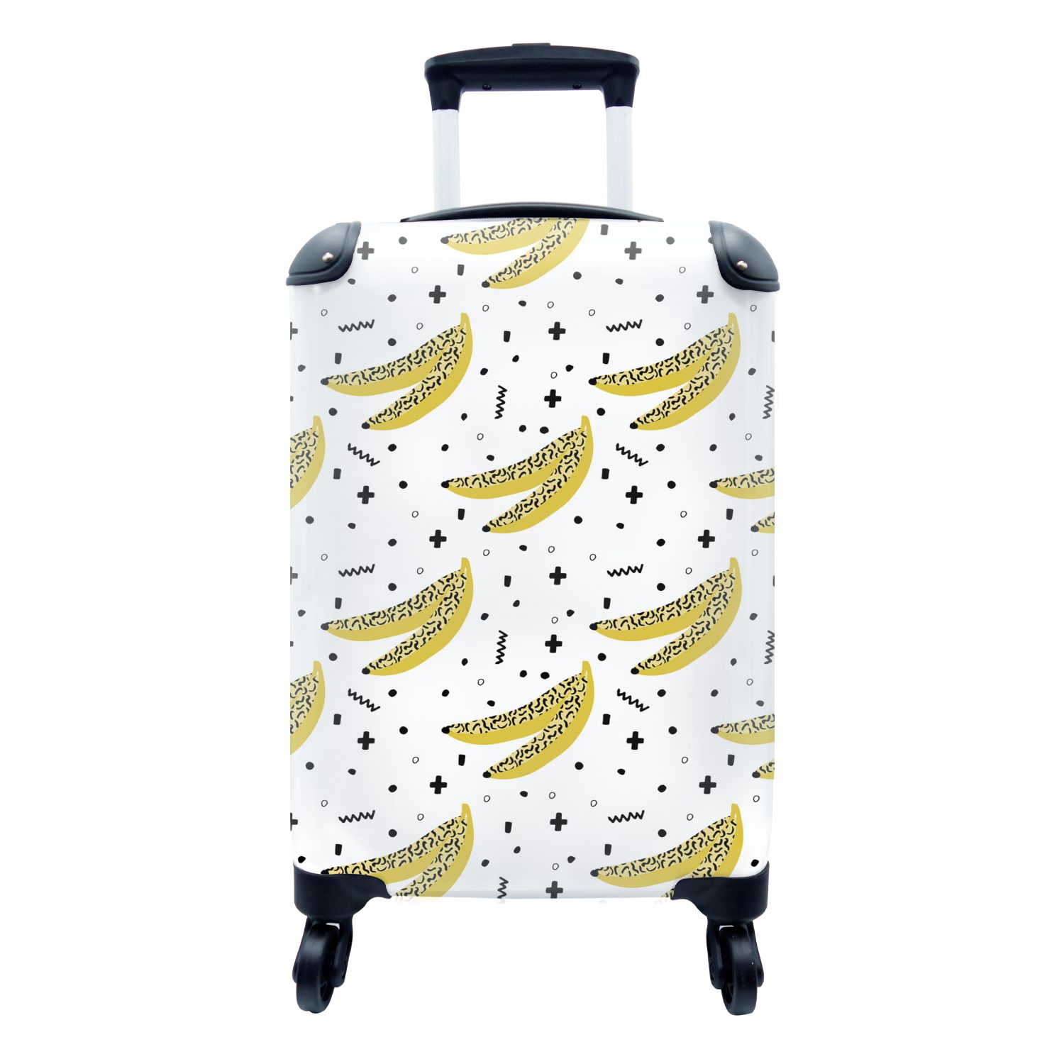 MuchoWow Handgepäckkoffer Obst - Bananen - Muster, 4 Rollen, Reisetasche mit rollen, Handgepäck für Ferien, Trolley, Reisekoffer