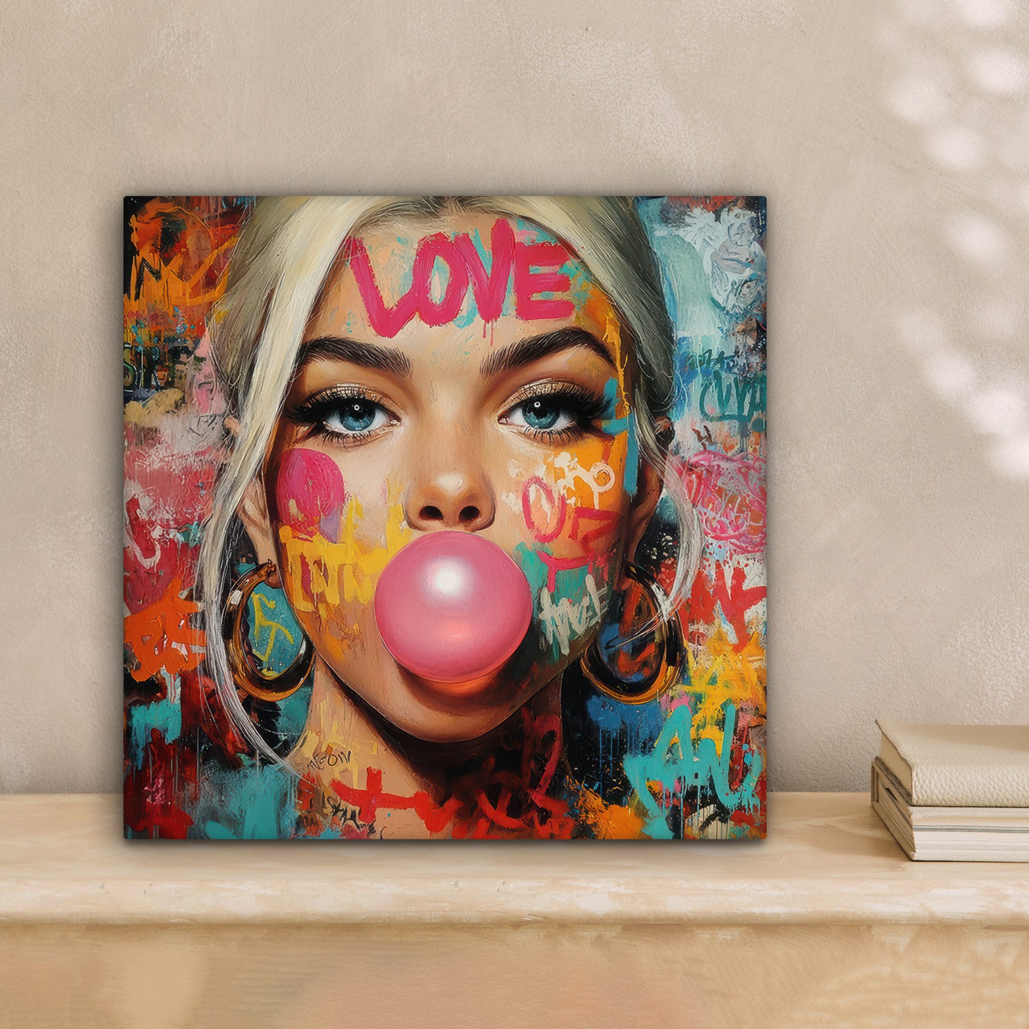 OneMillionCanvasses® Leinwandbild Frau - Kaugummi - günstig online kaufen