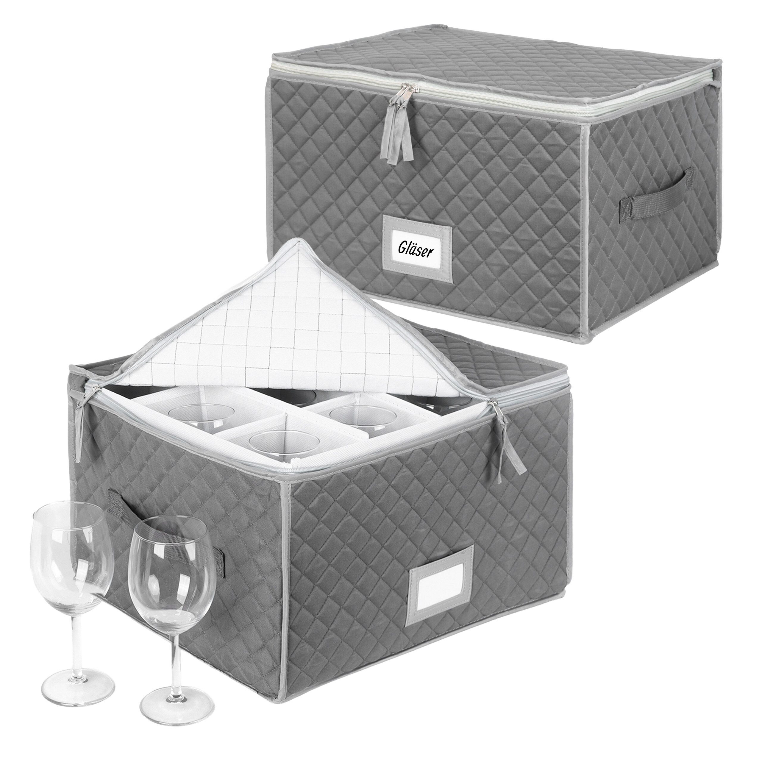 relaxdays Aufbewahrungsbox für Geschirr Set (8 St), Gläser