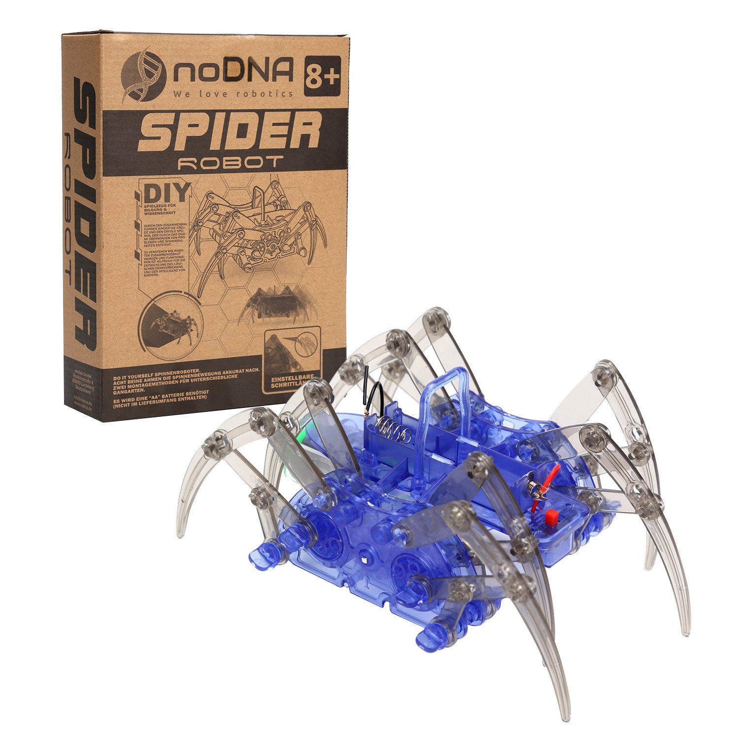 noDNA Robotertier »SpiderRobot, ab 8 Jahren, DIY«, laufender Spinnenroboter, Robotik Bausatz