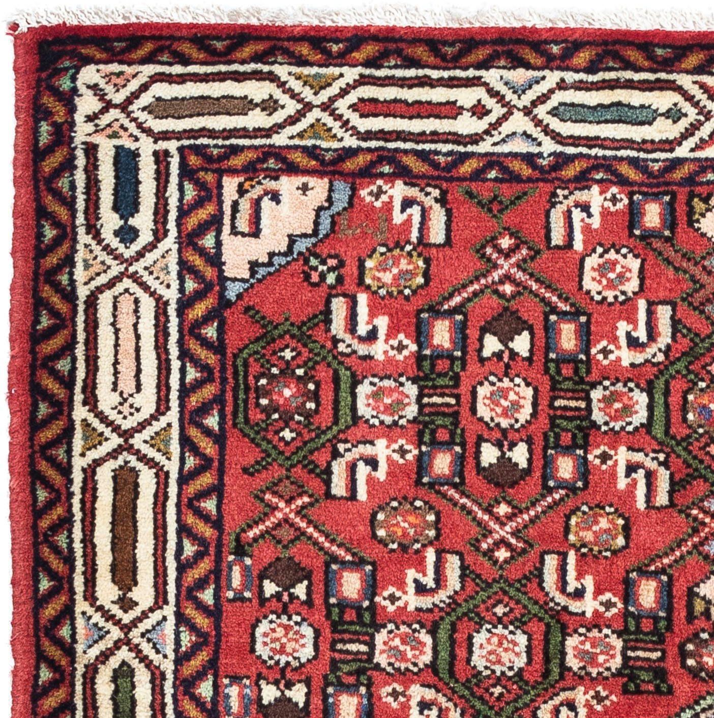 x morgenland, 10 mm, 125 Handgeknüpft 80 cm, Höhe: Hosseinabad rechteckig, Wollteppich Rosso Medaillon