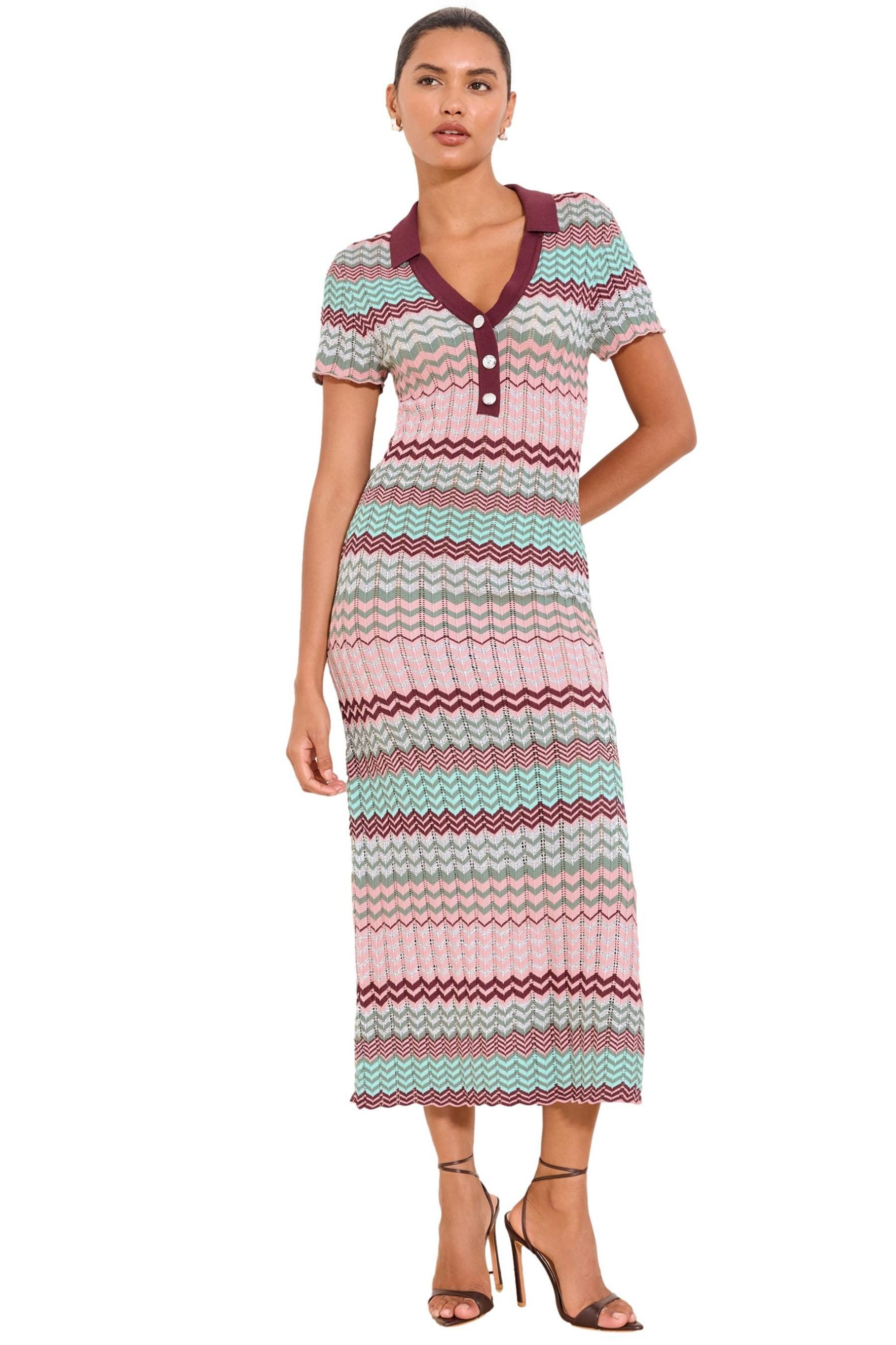 LIPSY Maxikleid Lipsy Polo-Maxikleid mit Zickzack-Detail, Regular (1-tlg)