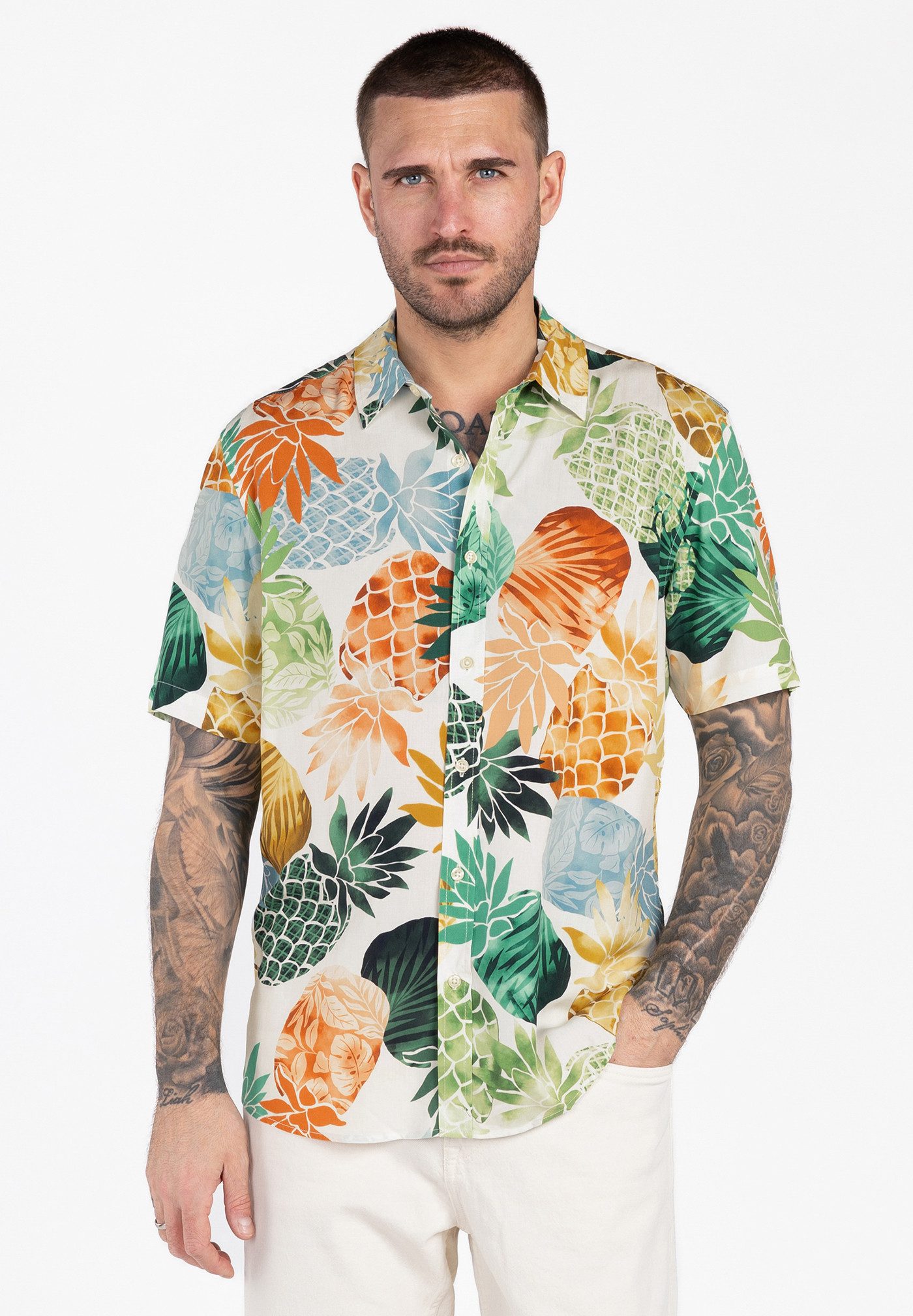 Key Largo Kurzarmhemd MSH KLPINEAPPLE 1/2 allover print (1-tlg)