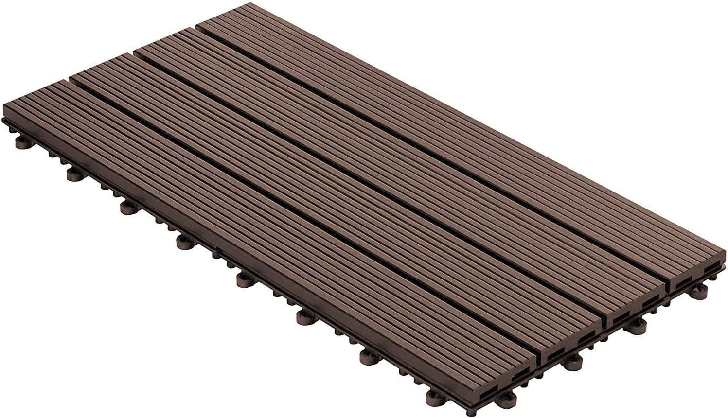 Klickfliesen WPC-Terrassendielen Royal Dunkelbraun, 60x30 cm, Diele in Holzoptik