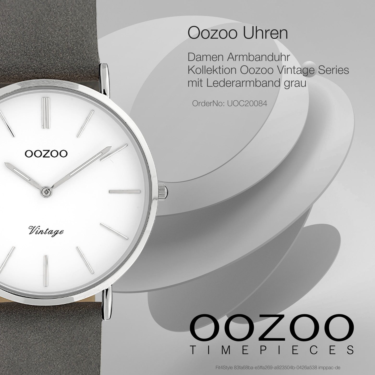 Damenuhr mittel rund, OOZOO Damen Fashion-Style Oozoo 32mm) (ca. Vintage, Lederarmband, OOZOO Quarzuhr Armbanduhr