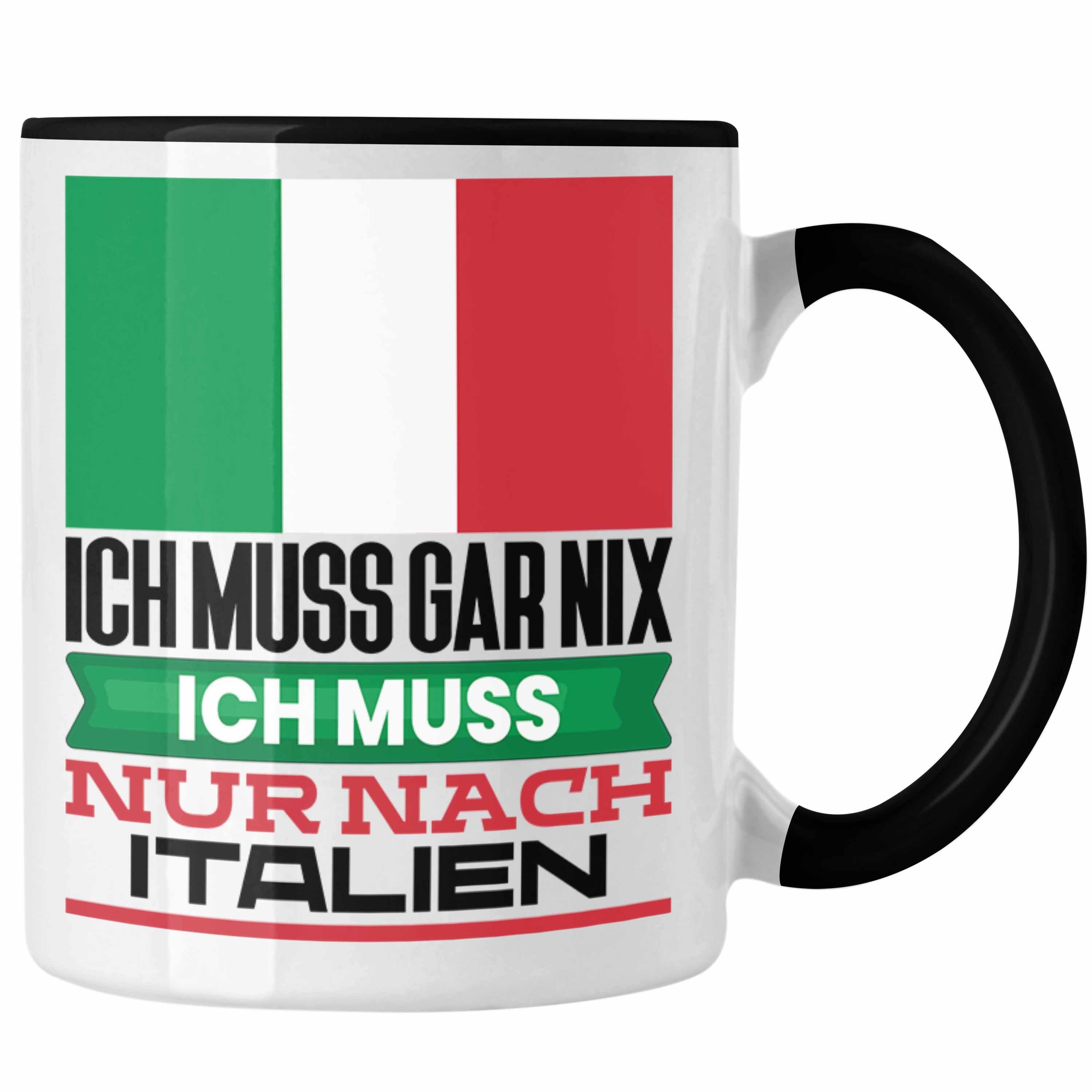 Trendation Tasse Italien Tasse Geschenk für Italiener Geburtstag Urlaub Geschenkidee Ic Schwarz | Teetassen