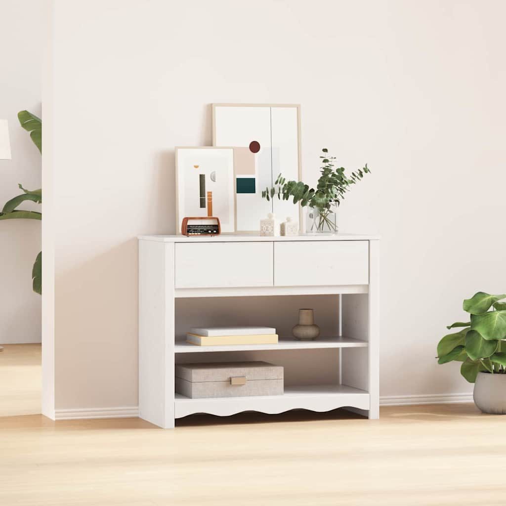 vidaXL Konsolentisch Konsolentisch mit Schubladen Drammen Weiß 89,5 x 37 x 73 cm (1-St)