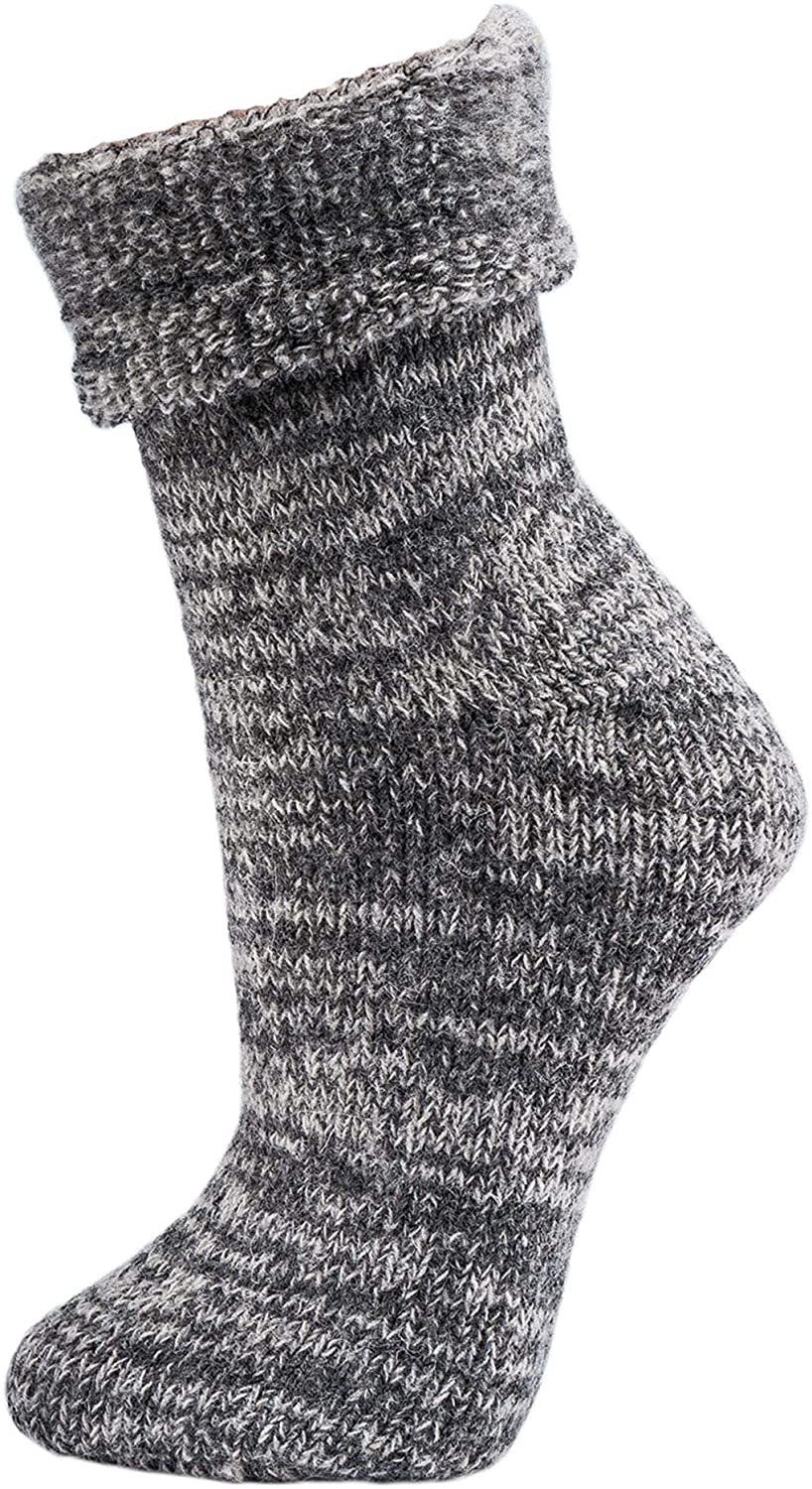 Damen extra Grau & weiche Paar Thermosocken 2 Thermo warme FussFreunde Herren Kuschel-Umschlagsocken