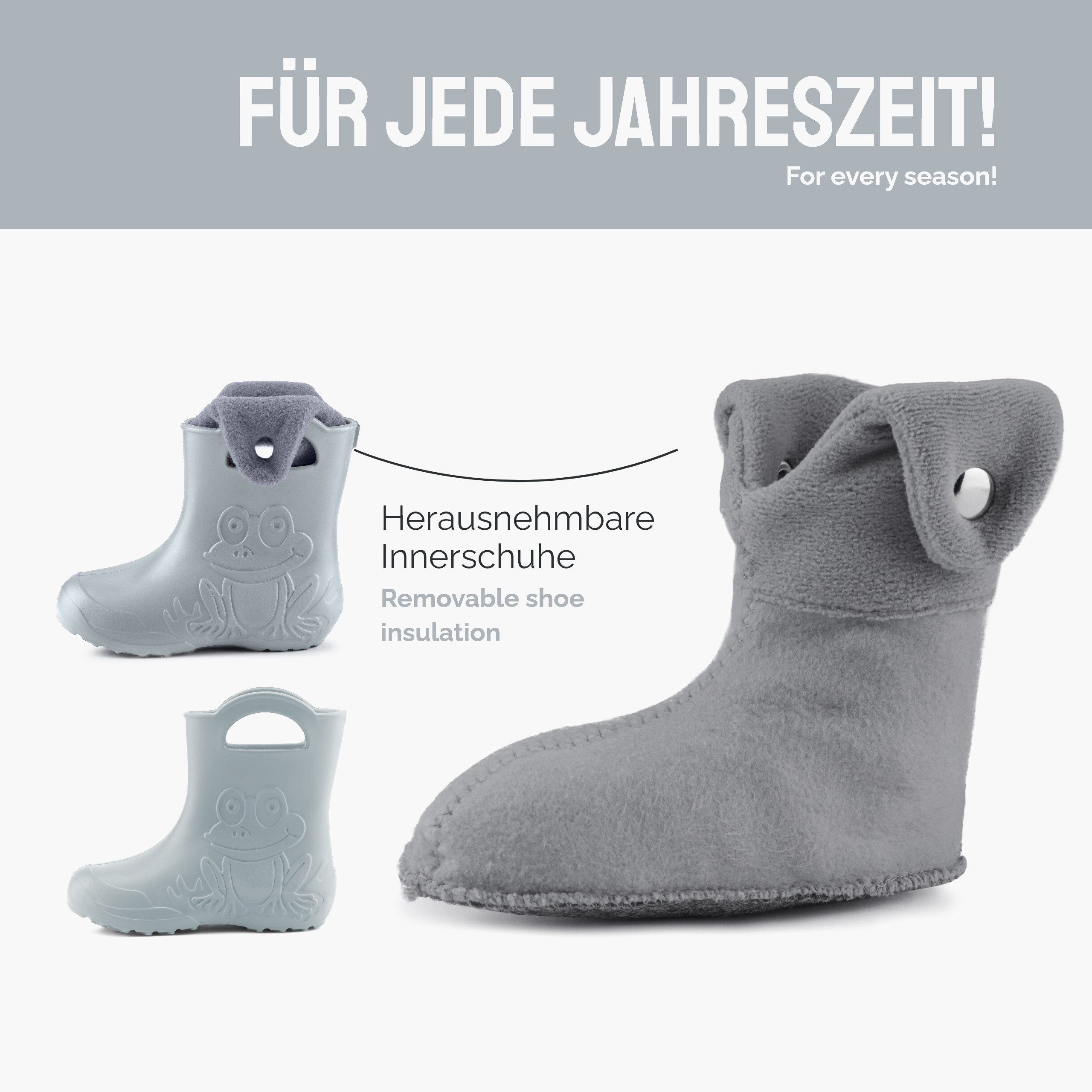 Ladeheid EVA Regenschuhe mit herausnehmbares Innenfutter LA-CA-04 Gummistiefel Kinder gefüttert und federleicht – Bild 4 von 5