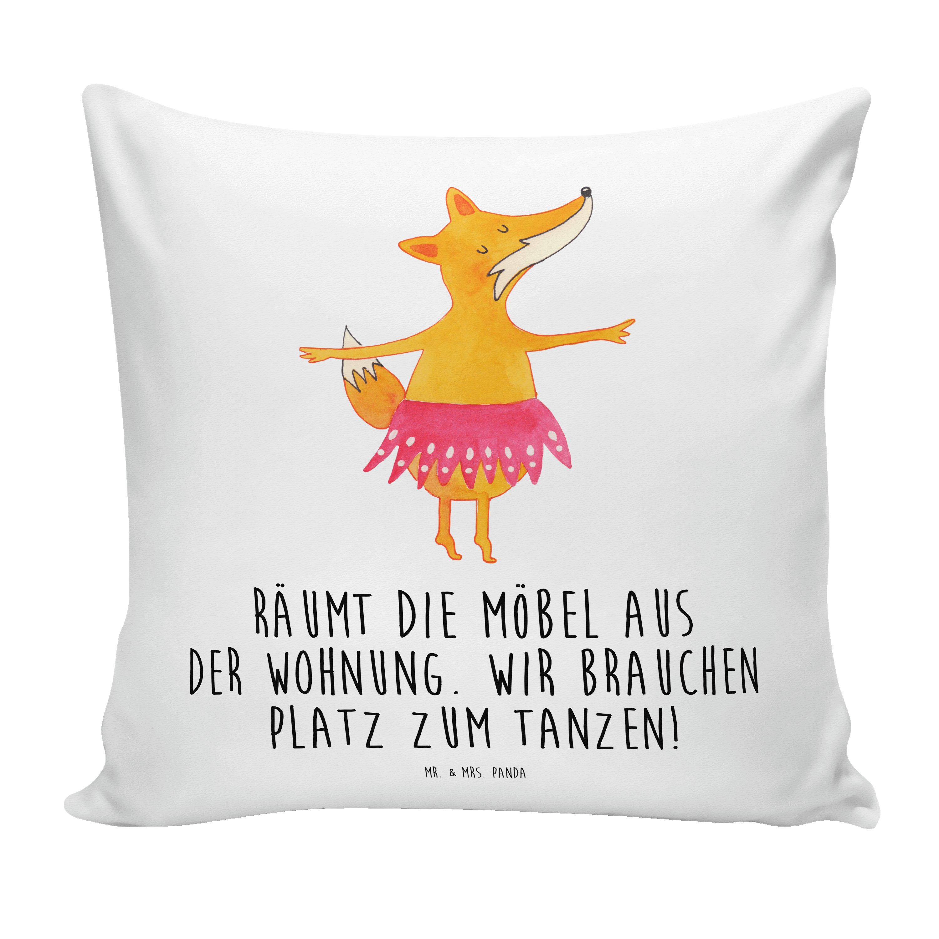 Mr. & Mrs. Panda Dekokissen Fuchs Ballerina - Weiß - Geschenk, Ballett, Party, Kissenhülle, Kopfk