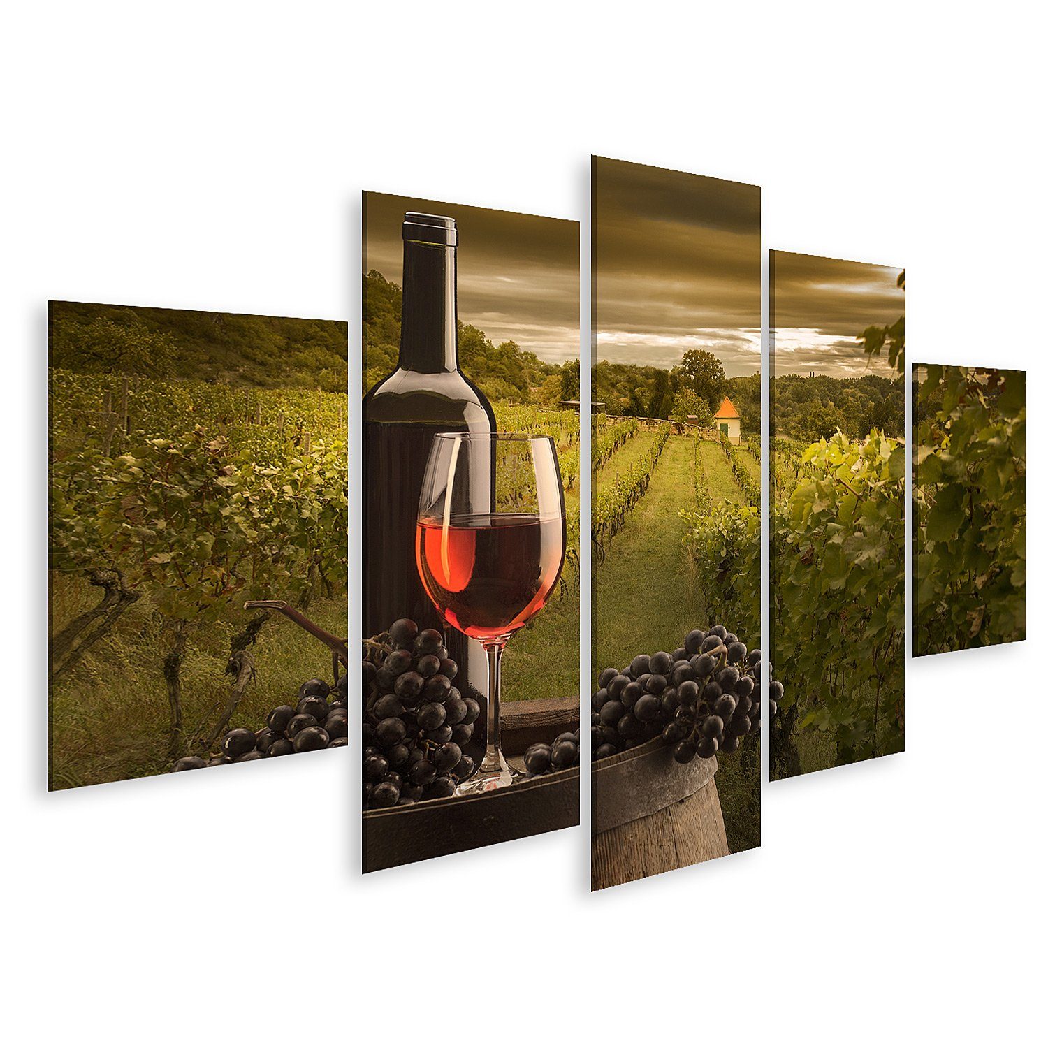 Leinwandbild Bild auf Leinwand Stillleben Rotwein Weinberg Hintergrund Stillleben R