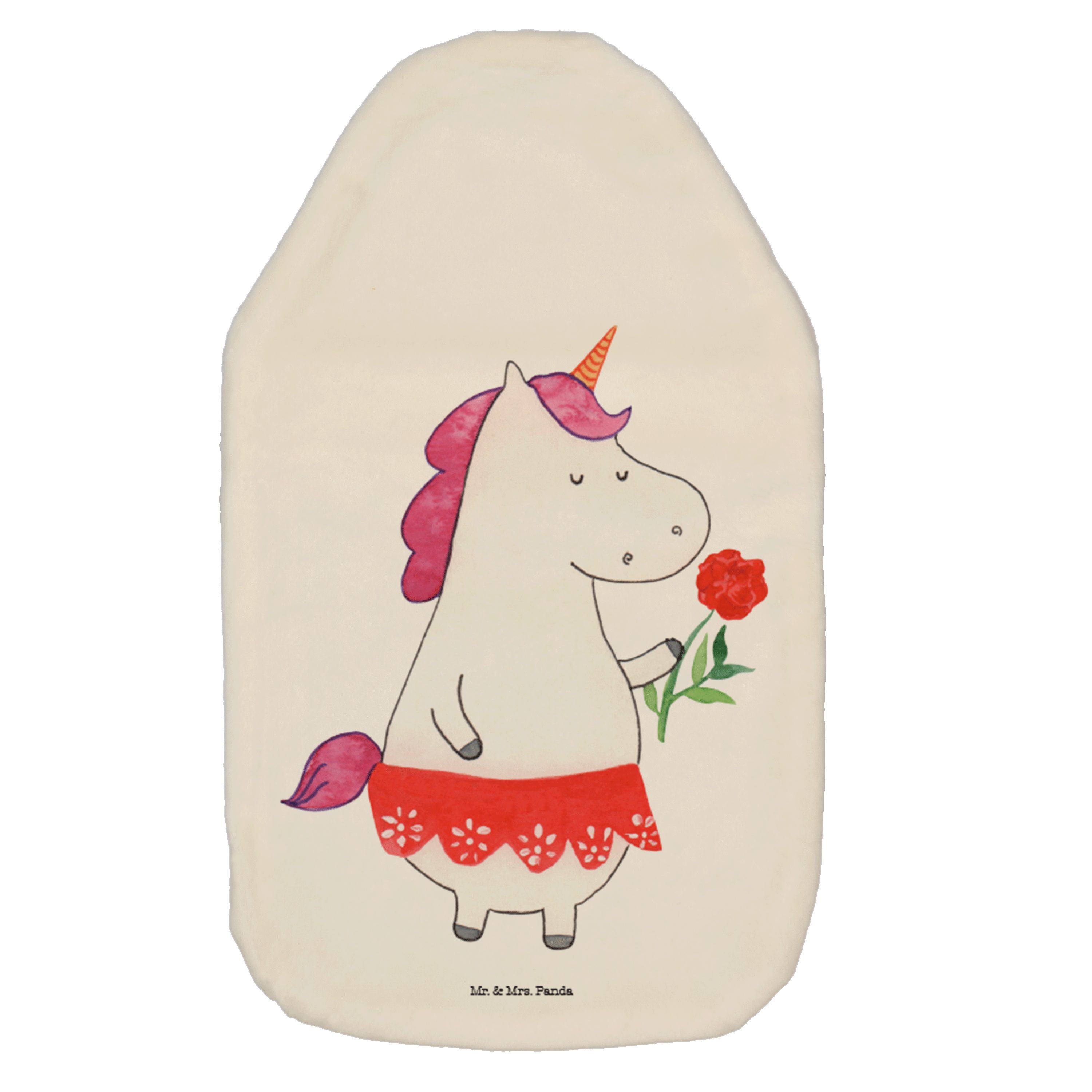 Mr. & Mrs. Panda Wärmflasche Einhorn Dame - Weiß - Geschenk, Kinderwärmflasche, Einhörner, Wärmeki, (1-tlg), Gleichmäßige Wärme