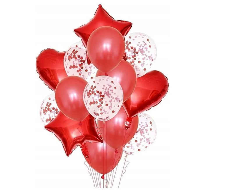 Festivalartikel Luftballon 14 STÜCK Rot Red Liebe Valentinstag Balloons Luftballoons Set NEU !