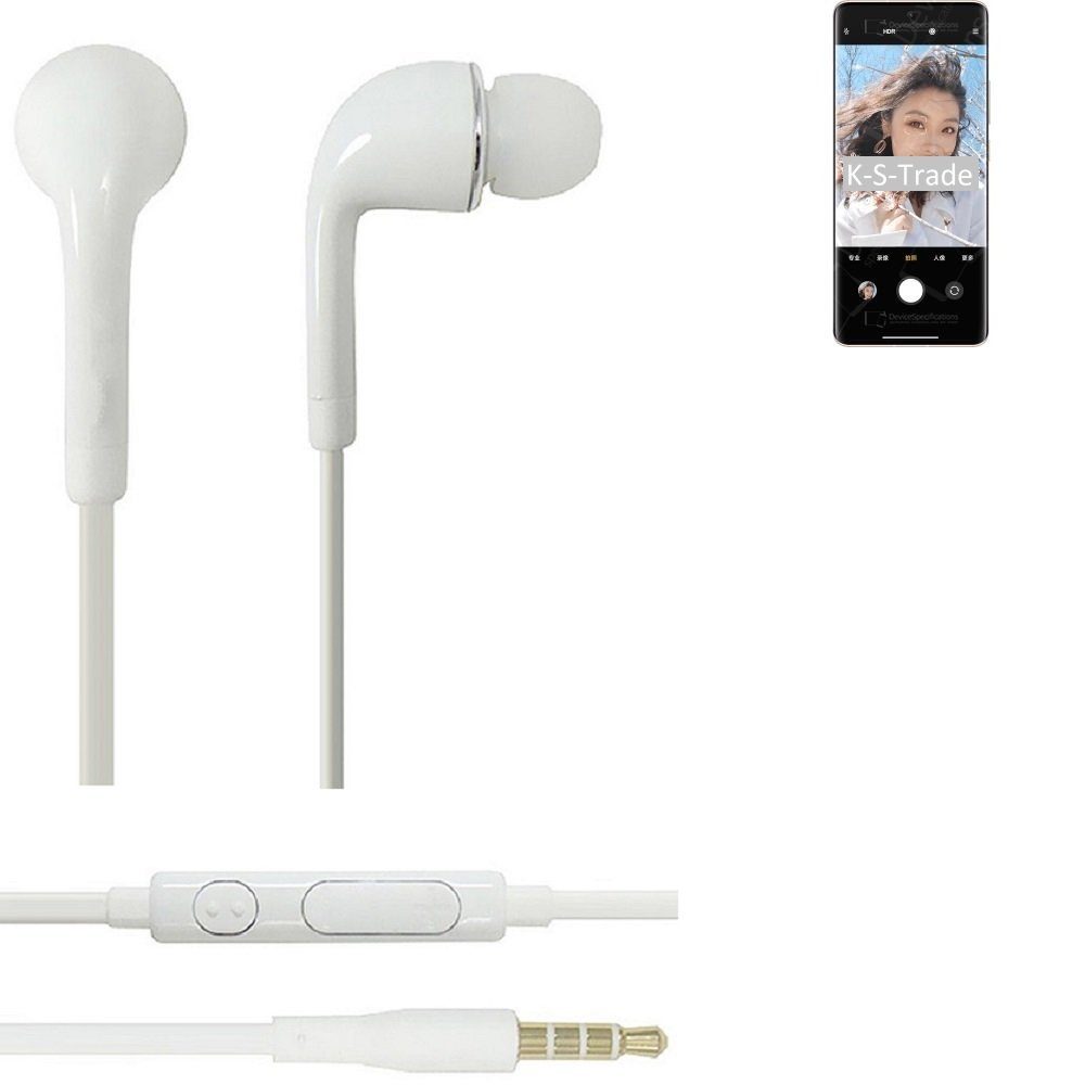 K-S-Trade für Xiaomi Civi 1S In-Ear-Kopfhörer (Kopfhörer Headset mit Mikrofon u Lautstärkeregler weiß 3,5mm)