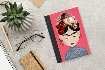 MuchoWow Notizbuch Frida Kahlo - Frau - Vintage - Blumen - Kunst, Journal, Merkzettel, Tagebuch, Notizheft, A5, 98 Seiten, Haushaltsbuch