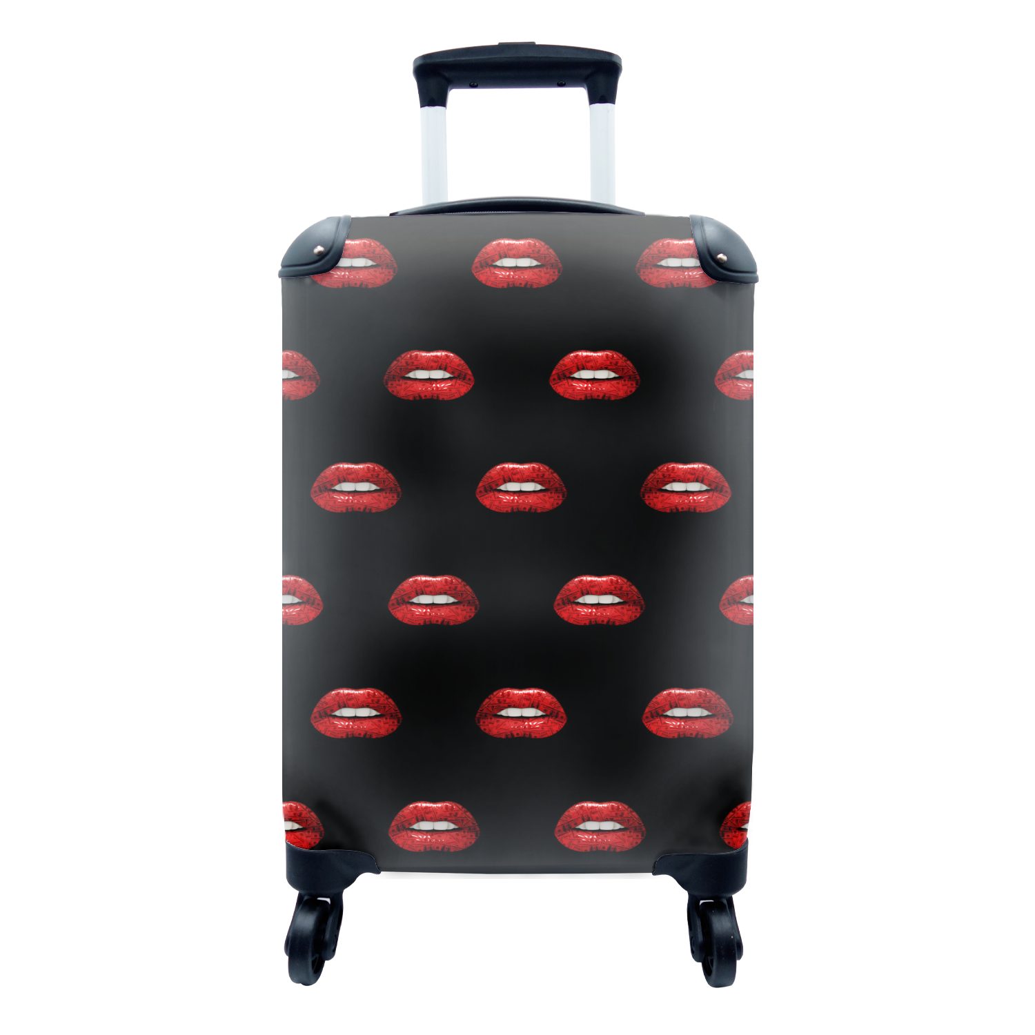 MuchoWow Handgepäckkoffer Lippen - Rot - Muster, 4 Rollen, Reisetasche mit rollen, Handgepäck für Ferien, Trolley, Reisekoffer